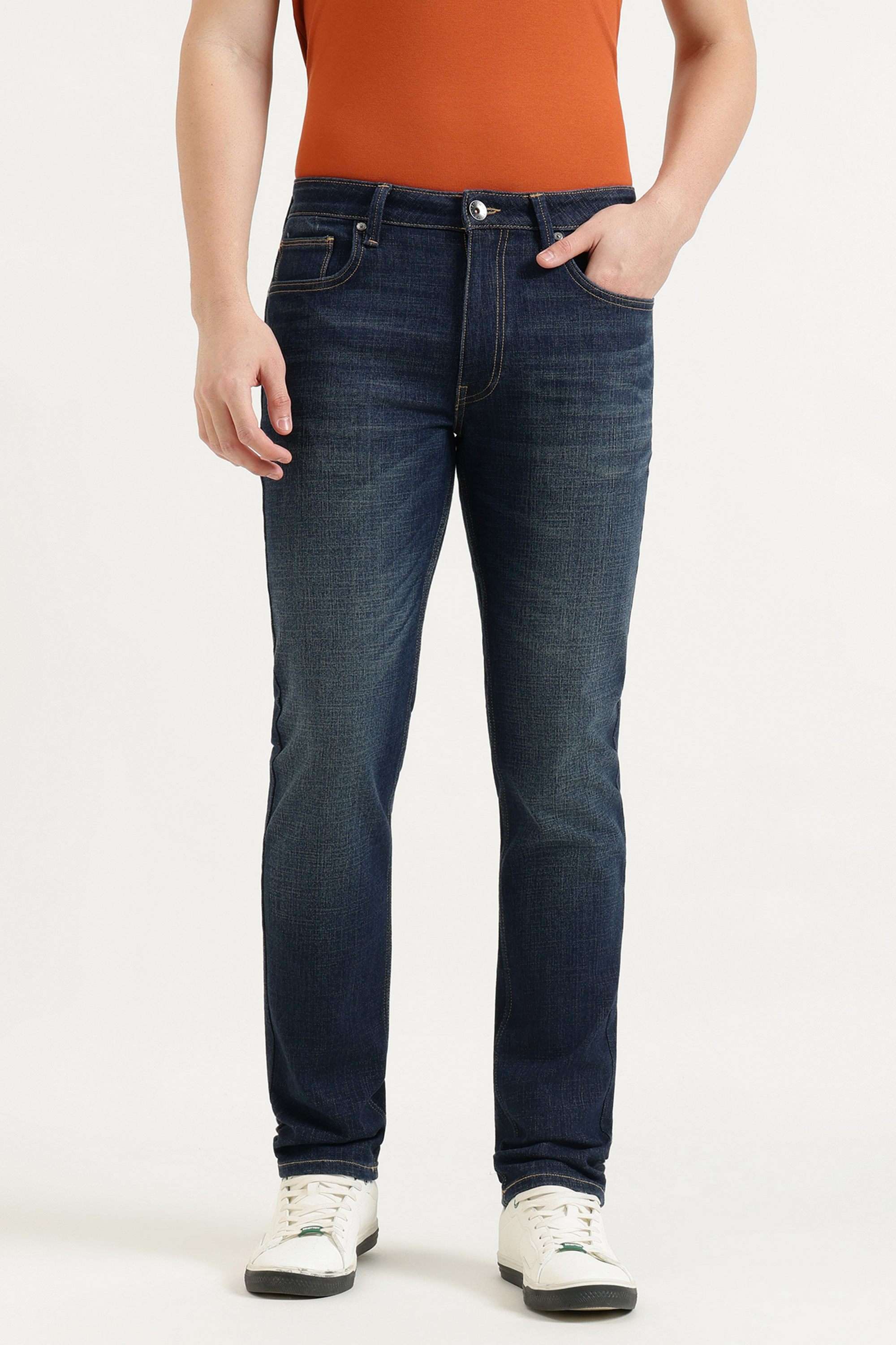 Solid-Cotton-Blend-Straight-Fit-Men-s-Jeans