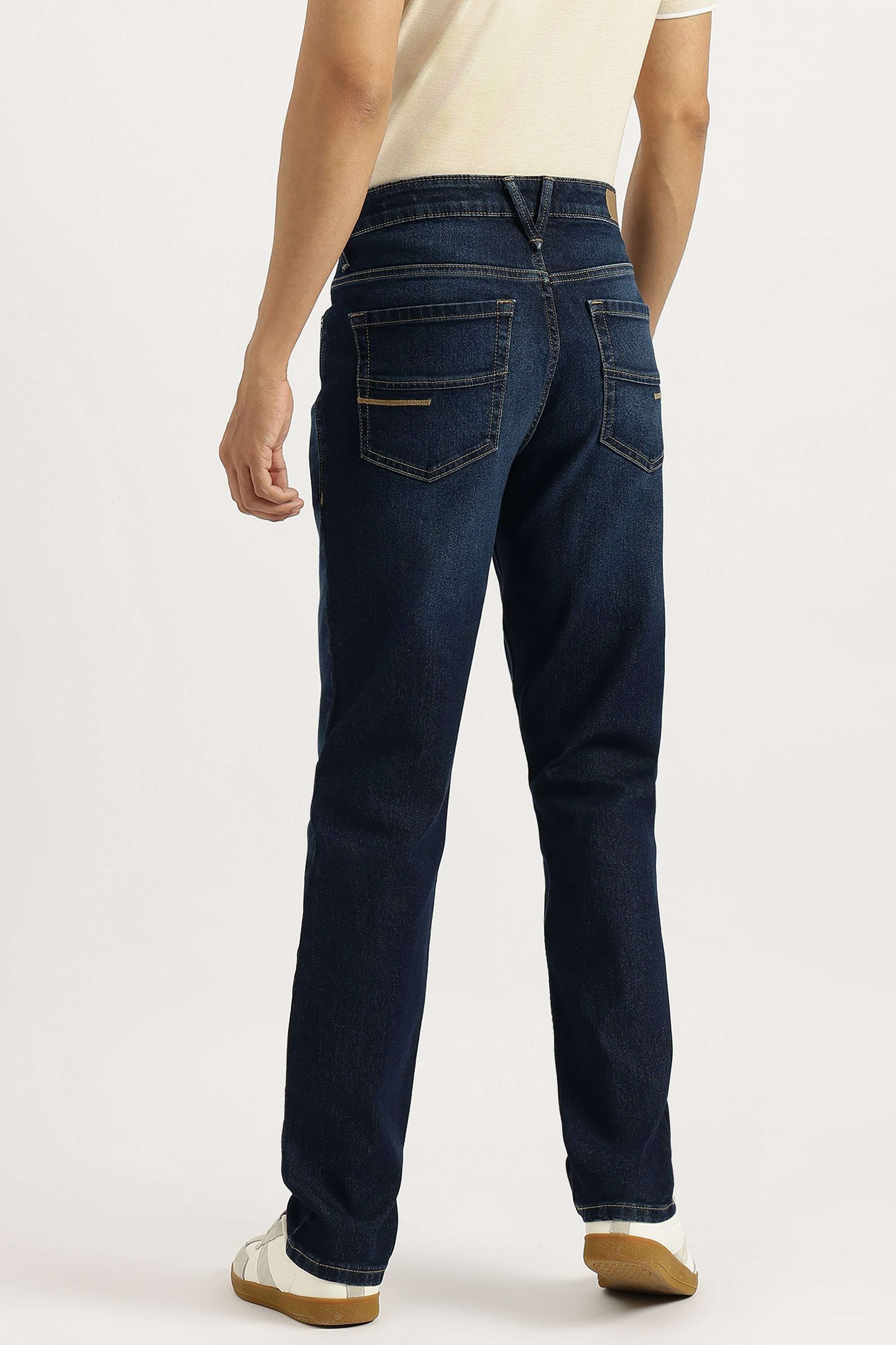 Solid-Cotton-Blend-Straight-Fit-Men-s-Jeans
