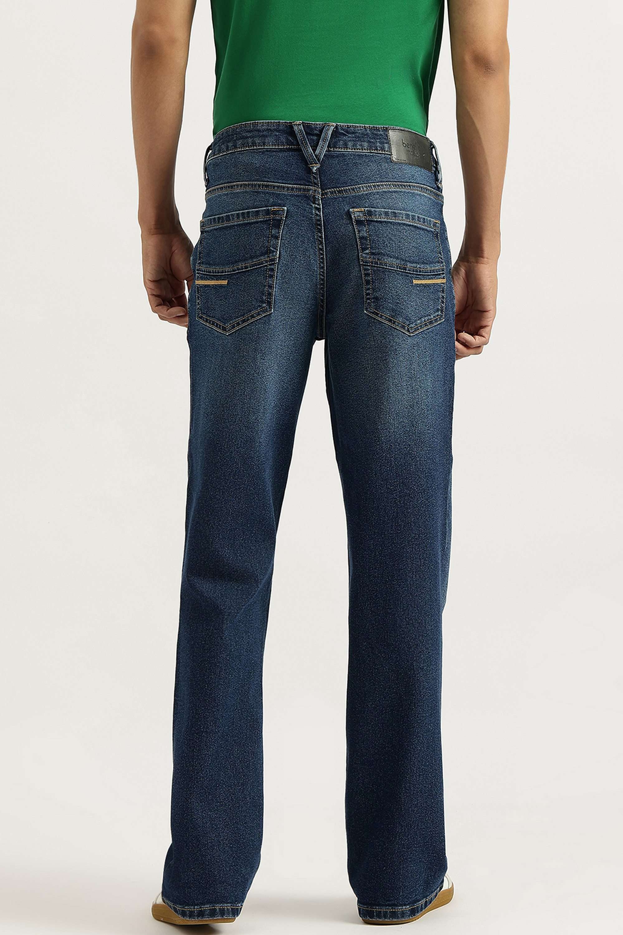 Solid-Cotton-Blend-Bootcut-Fit-Men-s-Jeans