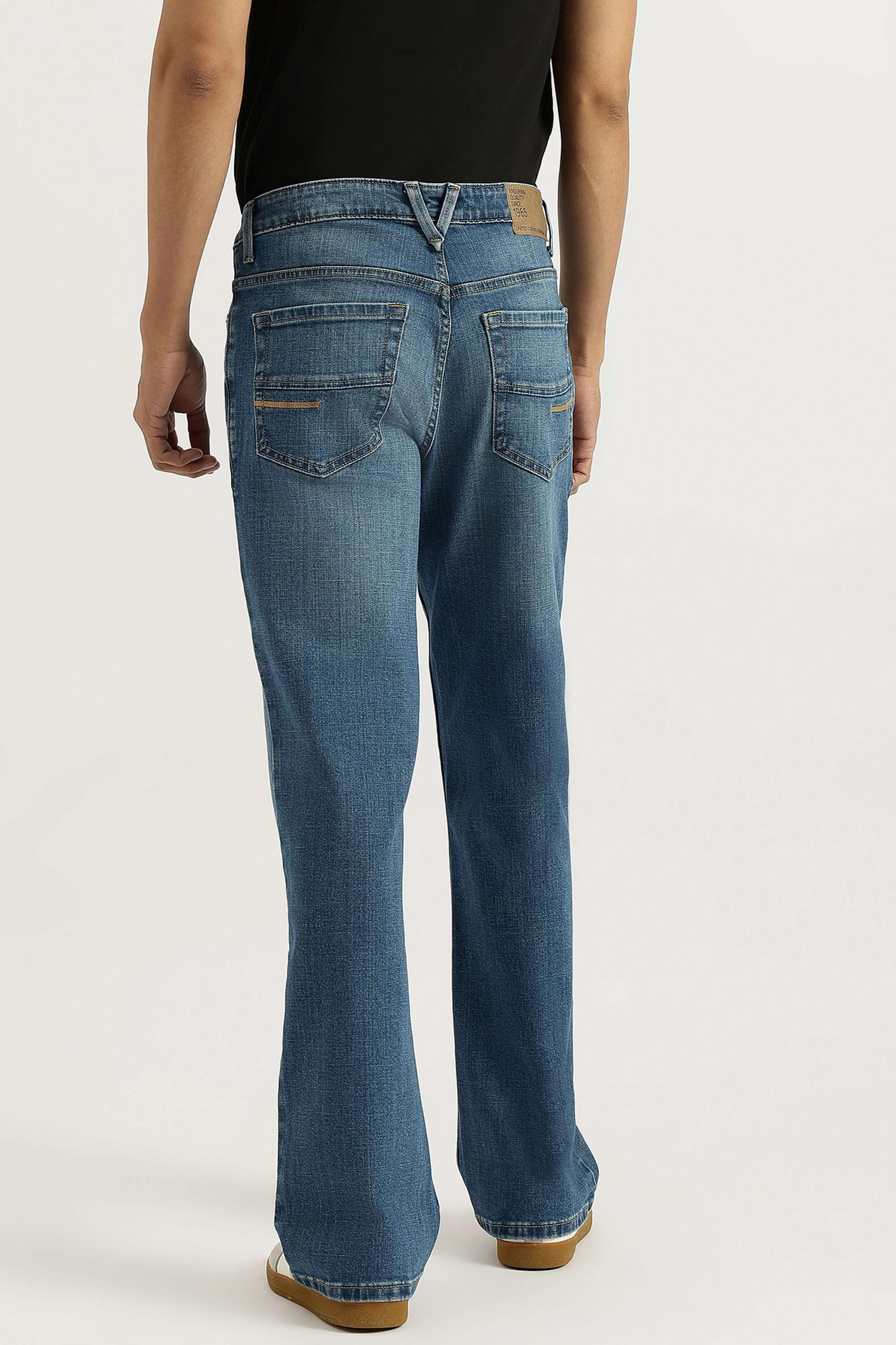 Solid-Cotton-Blend-Bootcut-Fit-Men-s-Jeans