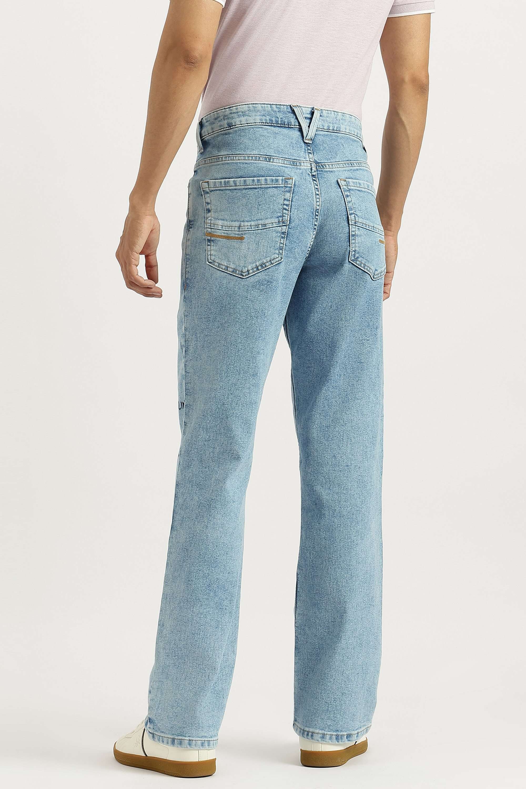Solid-Cotton-Blend-Bootcut-Fit-Men-s-Jeans