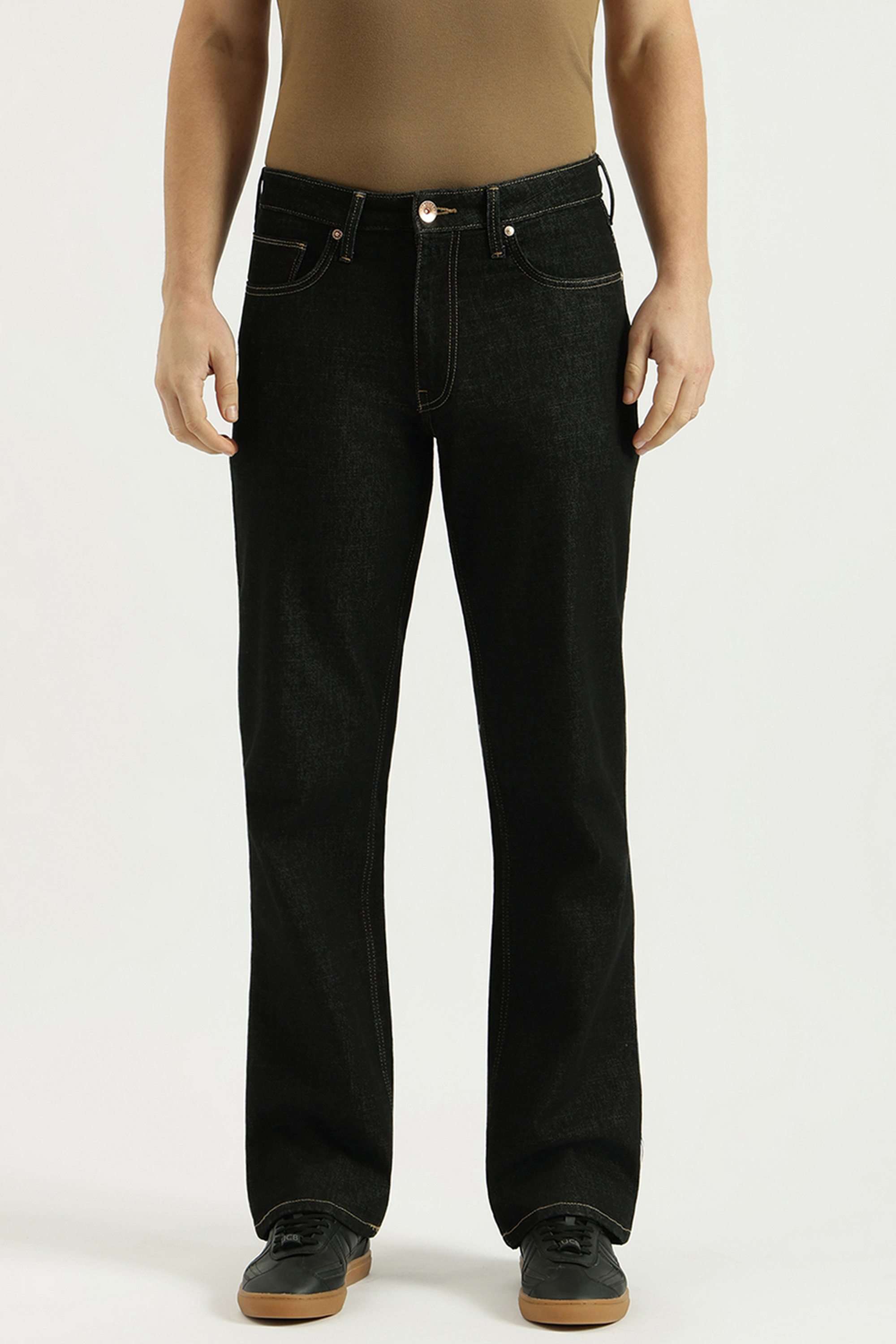 Solid-Cotton-Blend-Bootcut-Fit-Men-s-Jeans