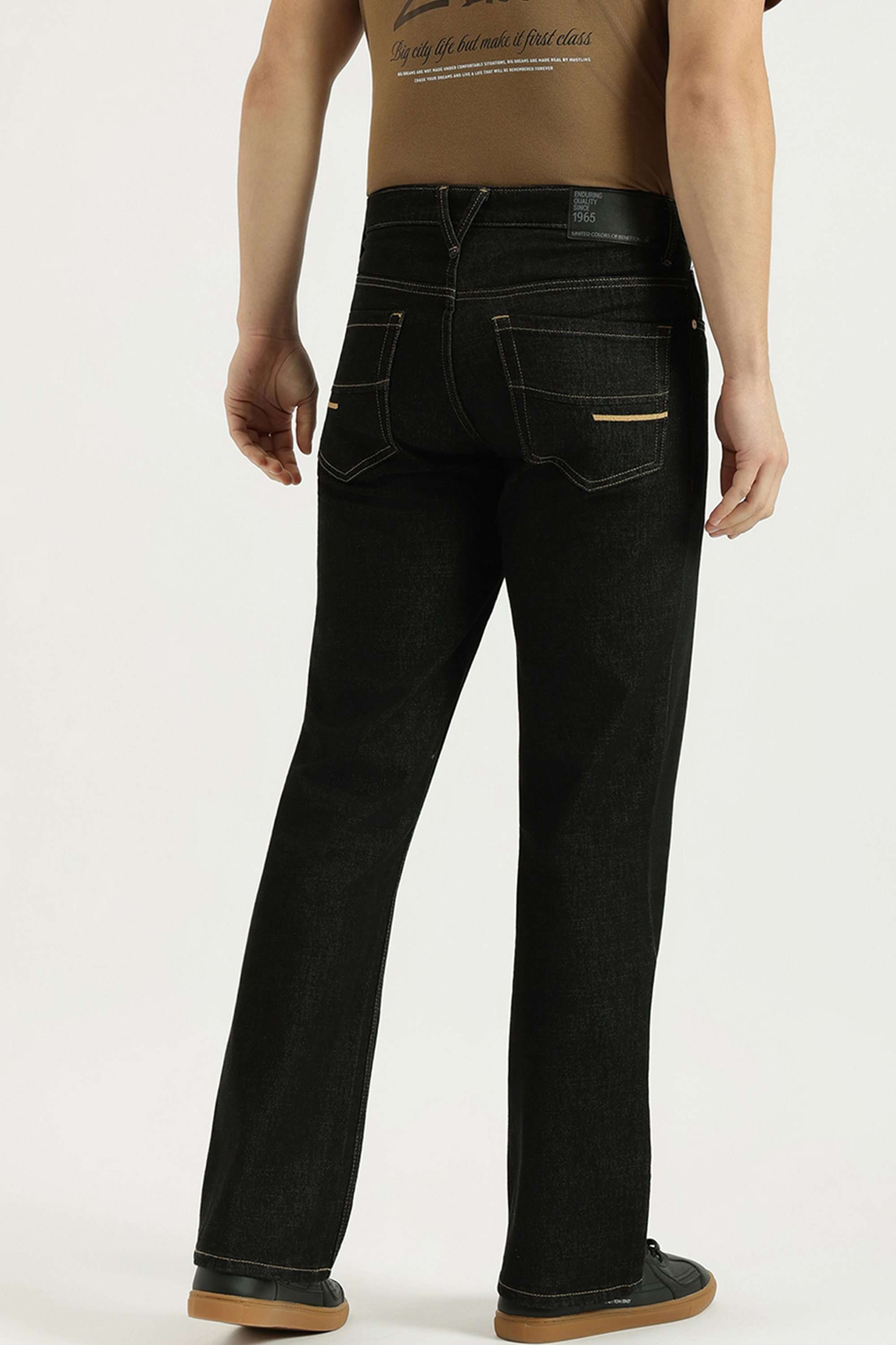 Solid-Cotton-Blend-Bootcut-Fit-Men-s-Jeans