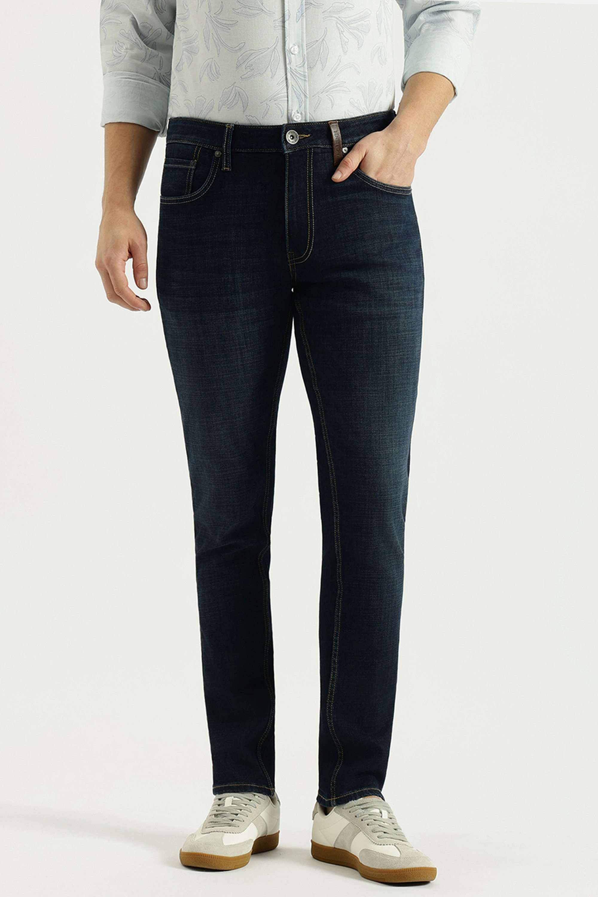 Solid-Cotton-Blend-Skinny-Fit-Men-s-Jeans
