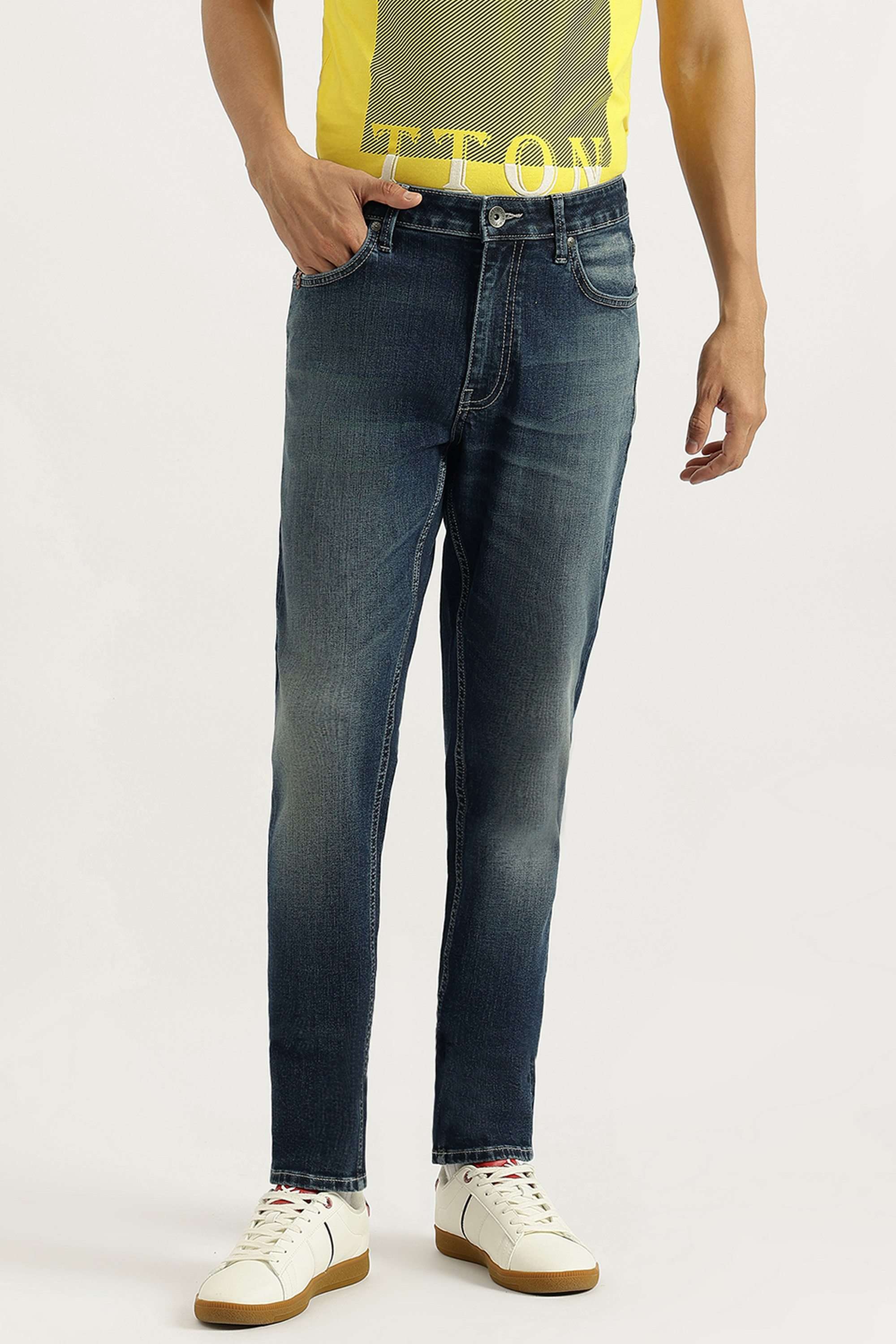 Solid-Cotton-Blend-Skinny-Fit-Men-s-Jeans