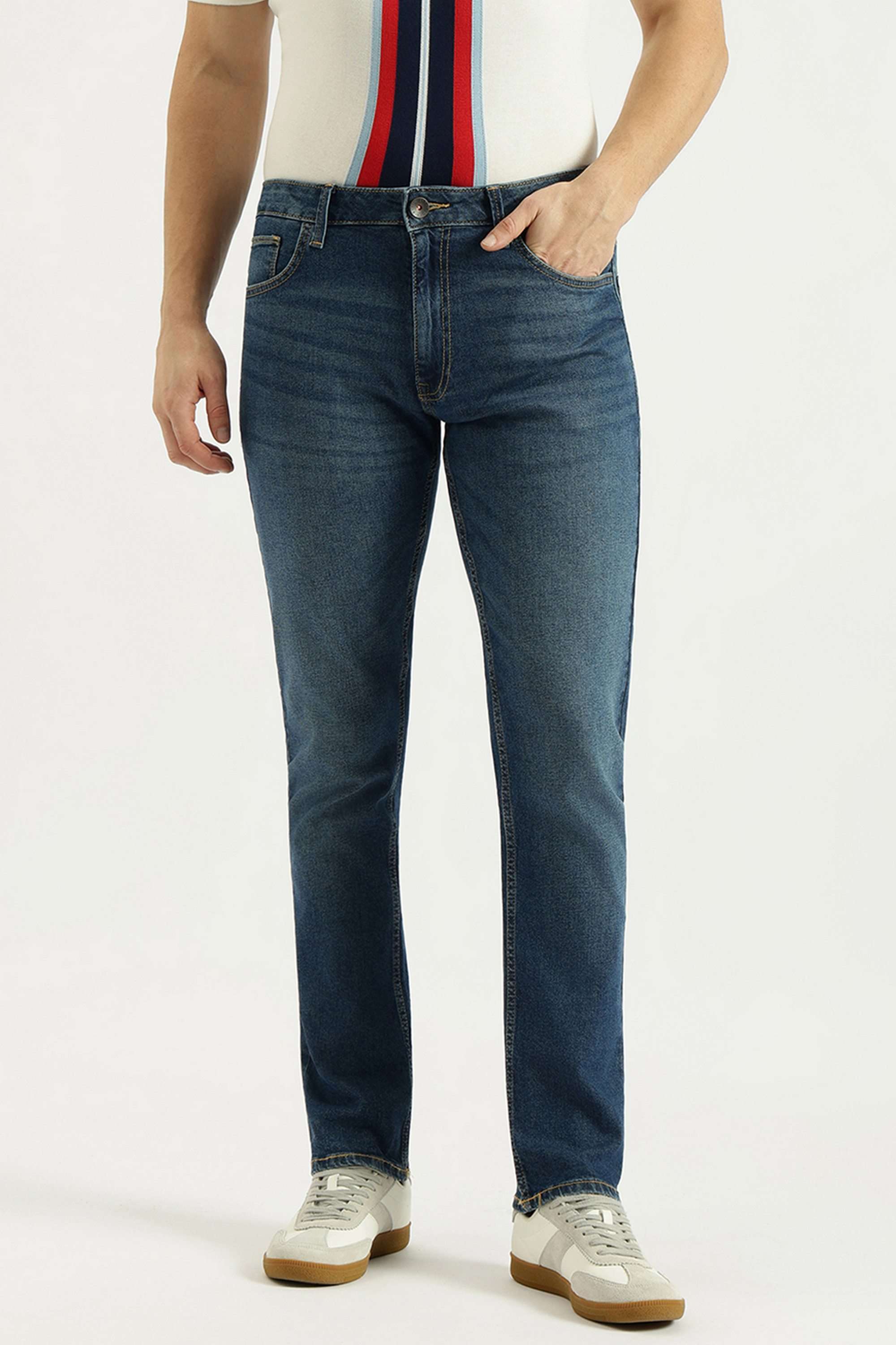 Solid-Cotton-Blend-Straight-Fit-Men-s-Jeans