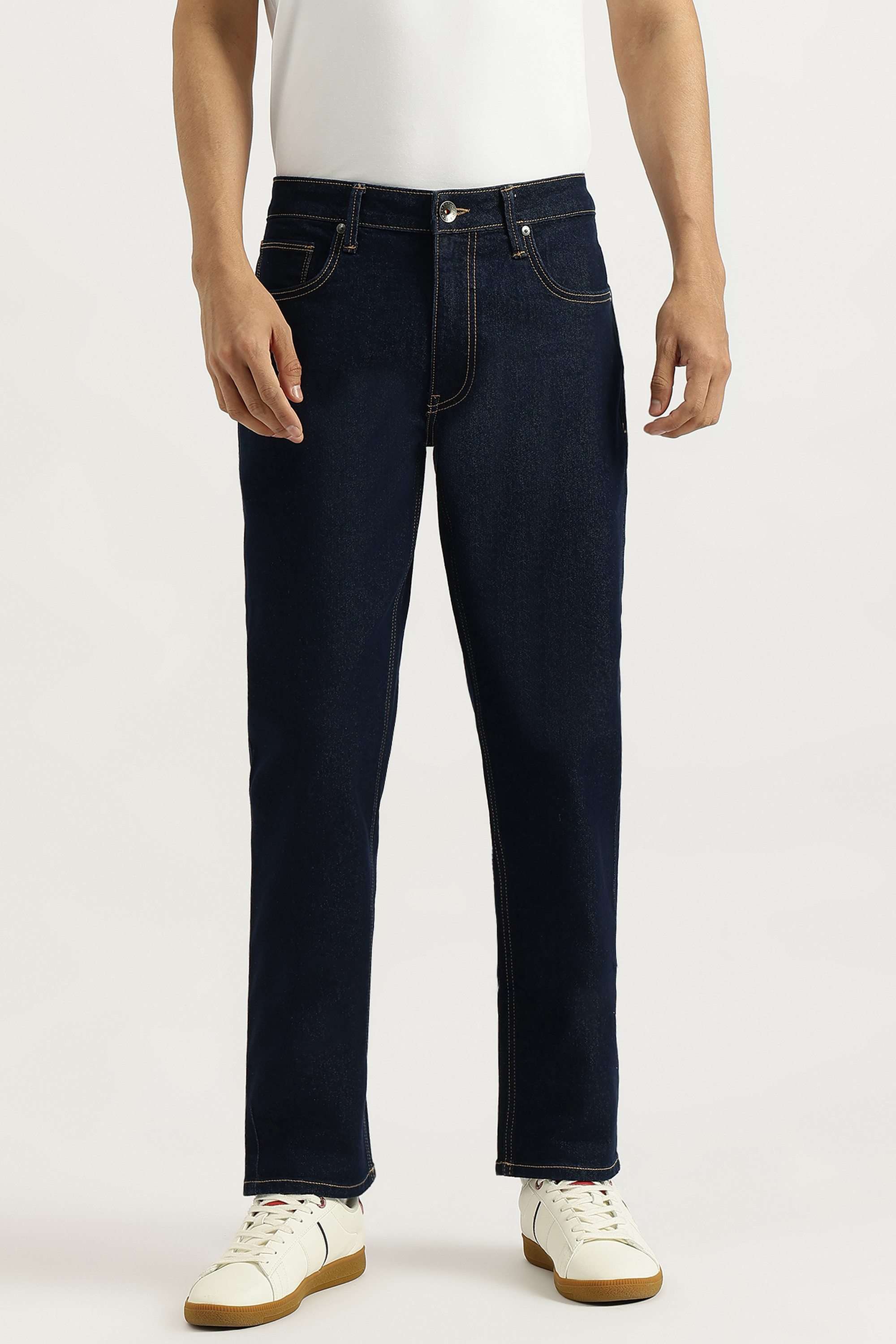 Solid-Cotton-Blend-Straight-Fit-Men-s-Jeans