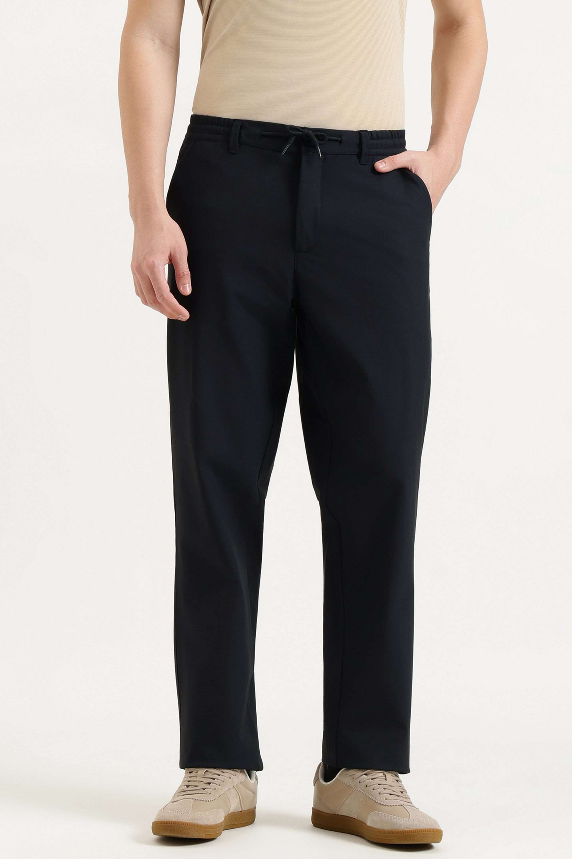 Solid-Poly-Cotton-Straight-Fit-Men-s-Casual-Trousers