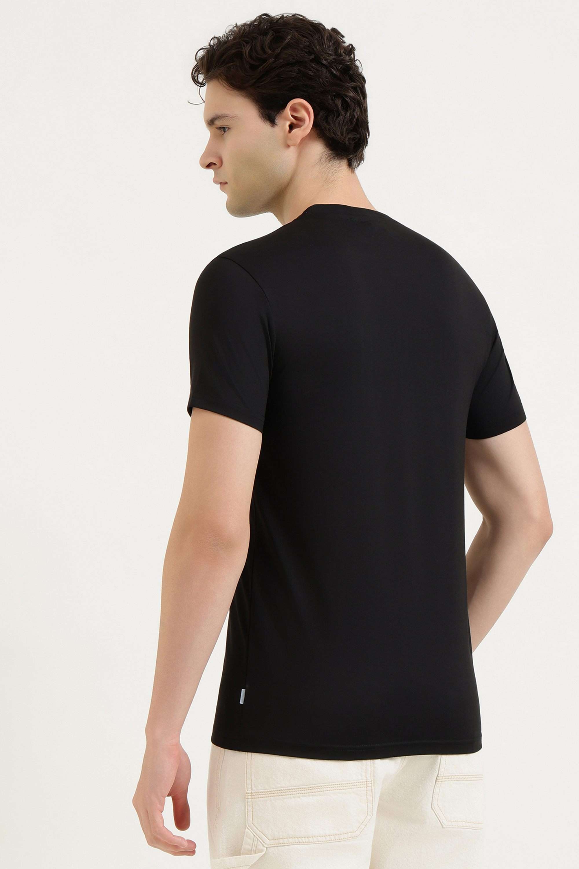 Solid-Cotton-Blend-Round-Neck-Men-s-T-Shirt