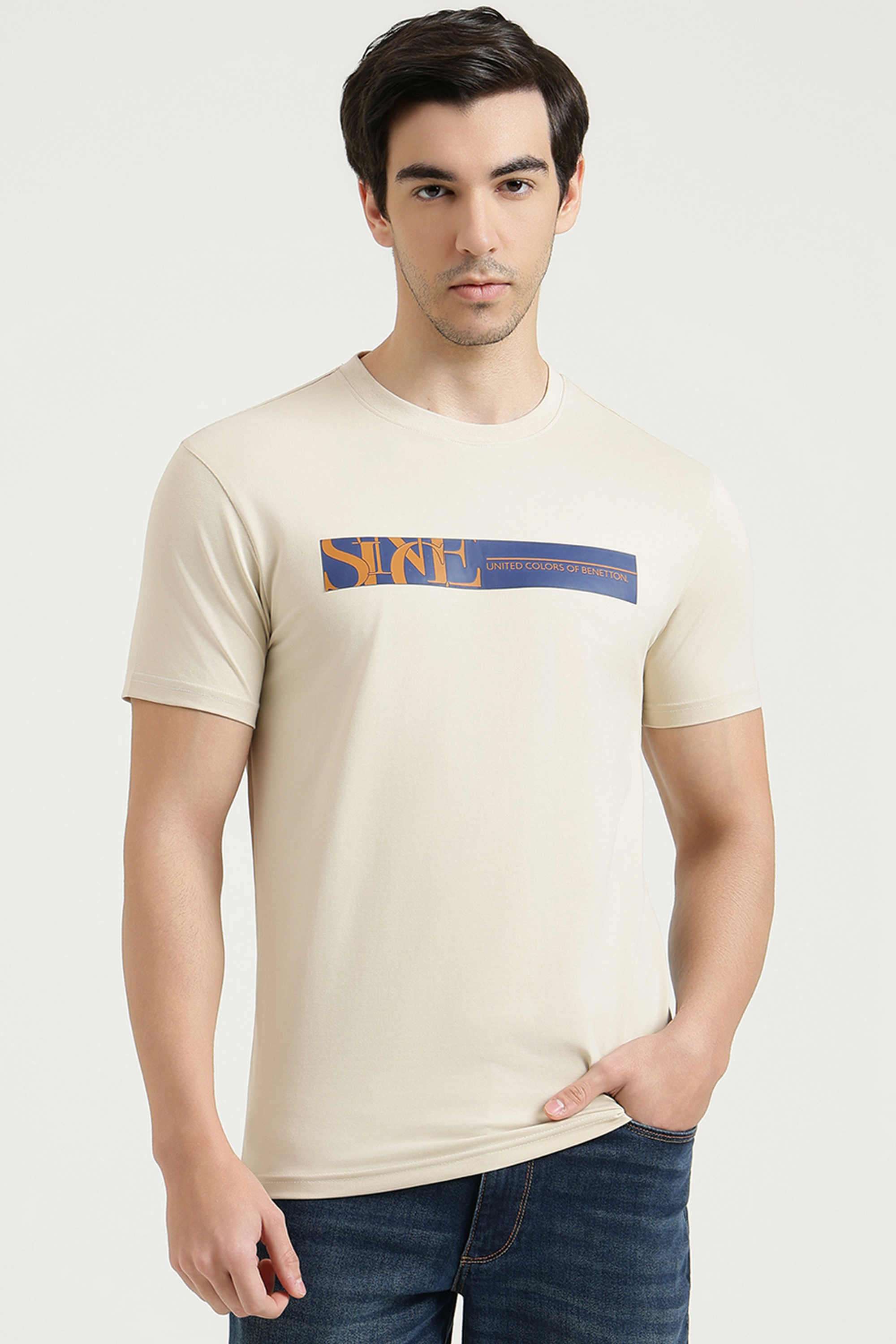 Solid-Cotton-Blend-Round-Neck-Men-s-T-Shirt