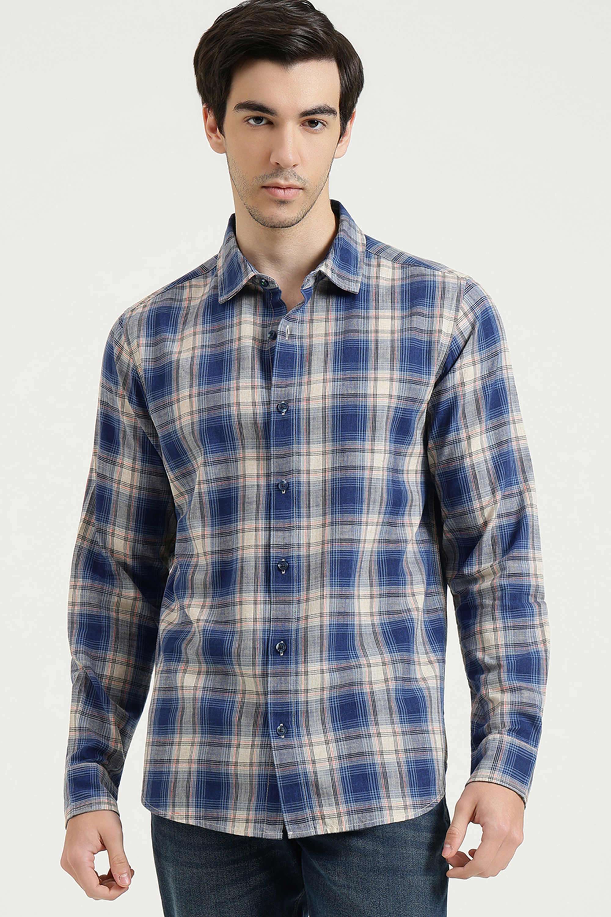 Checks-Cotton-Blend-Regular-Fit-Men-s-Shirt