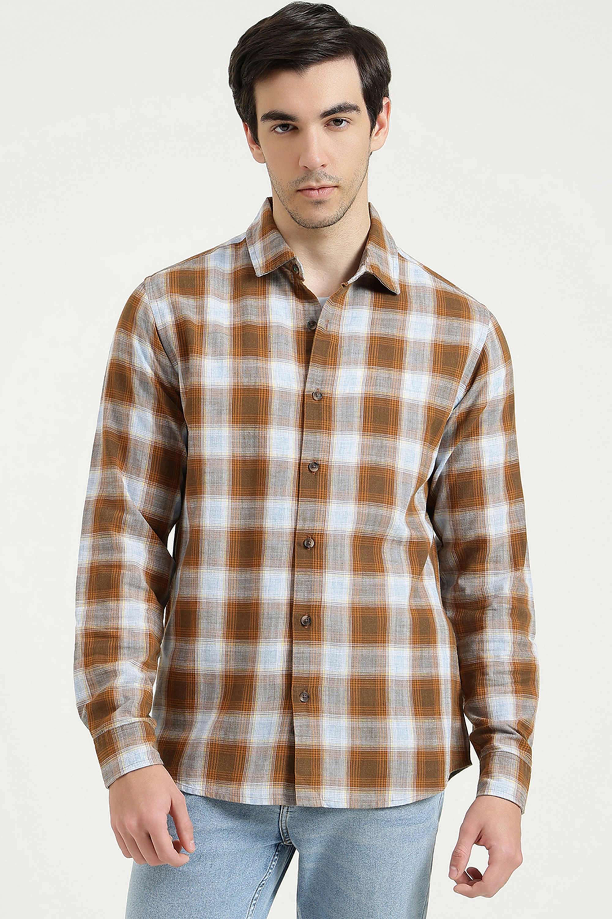 Checks-Cotton-Blend-Regular-Fit-Men-s-Shirt