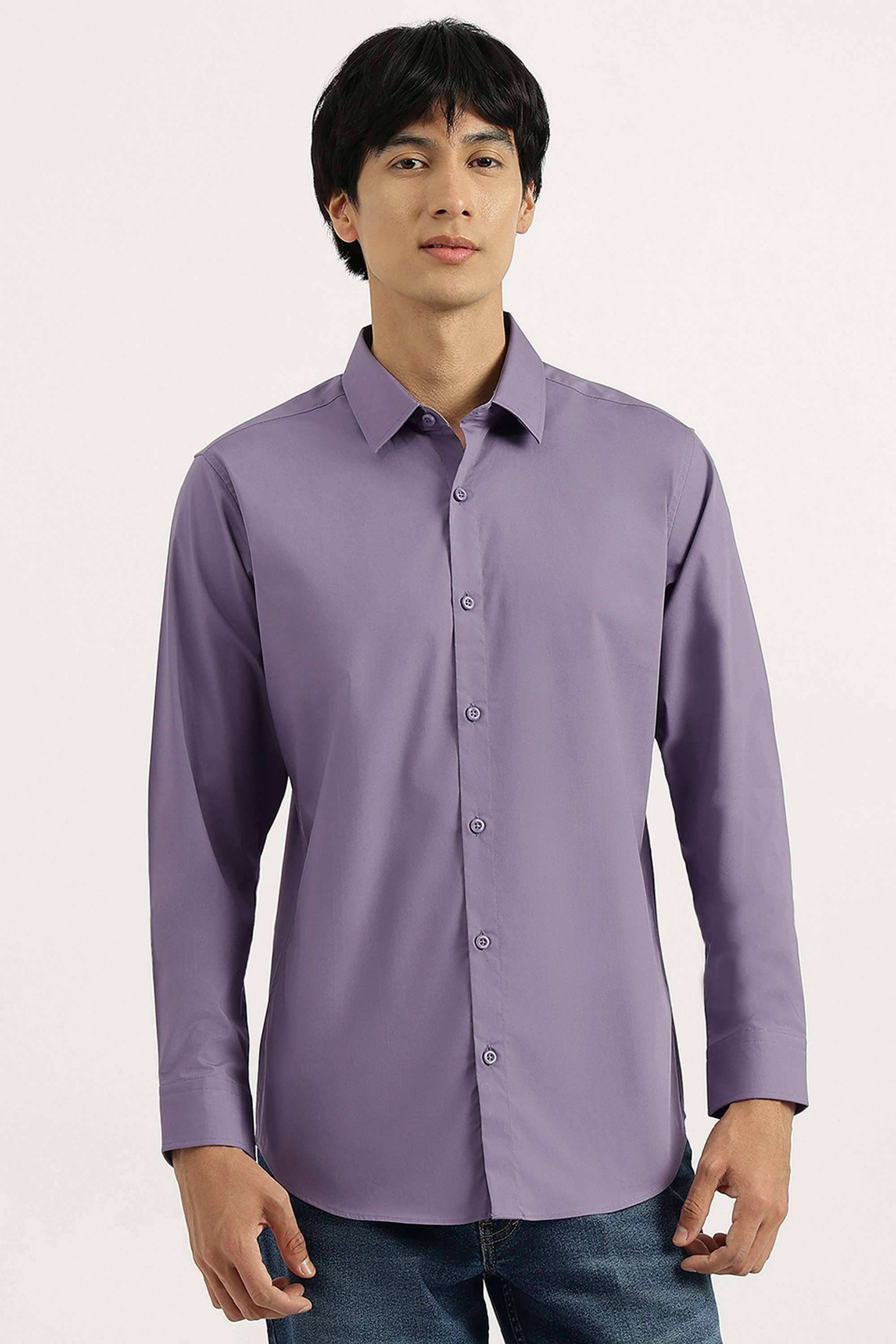 Solid-Cotton-Blend-Slim-Fit-Men-s-Shirt