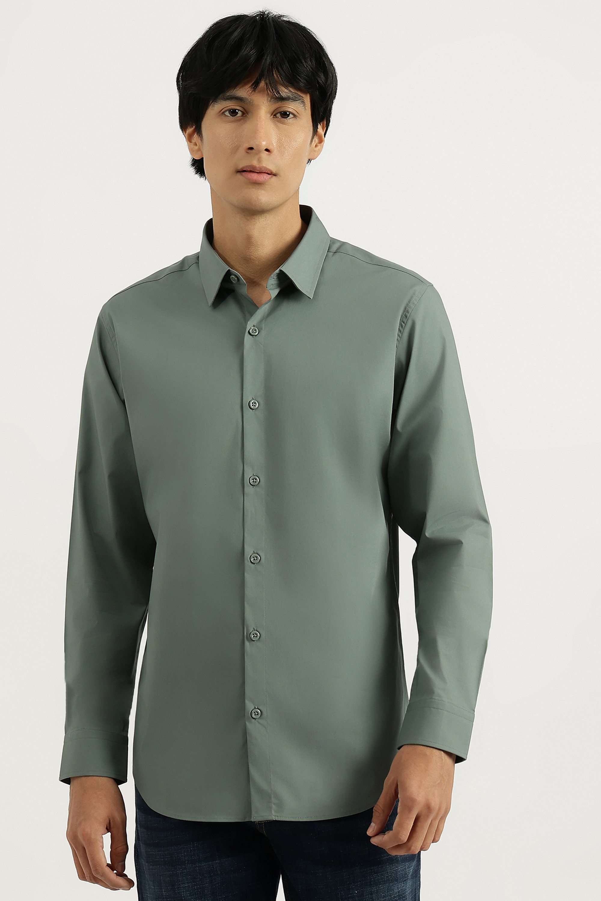 Solid-Cotton-Blend-Slim-Fit-Men-s-Shirt