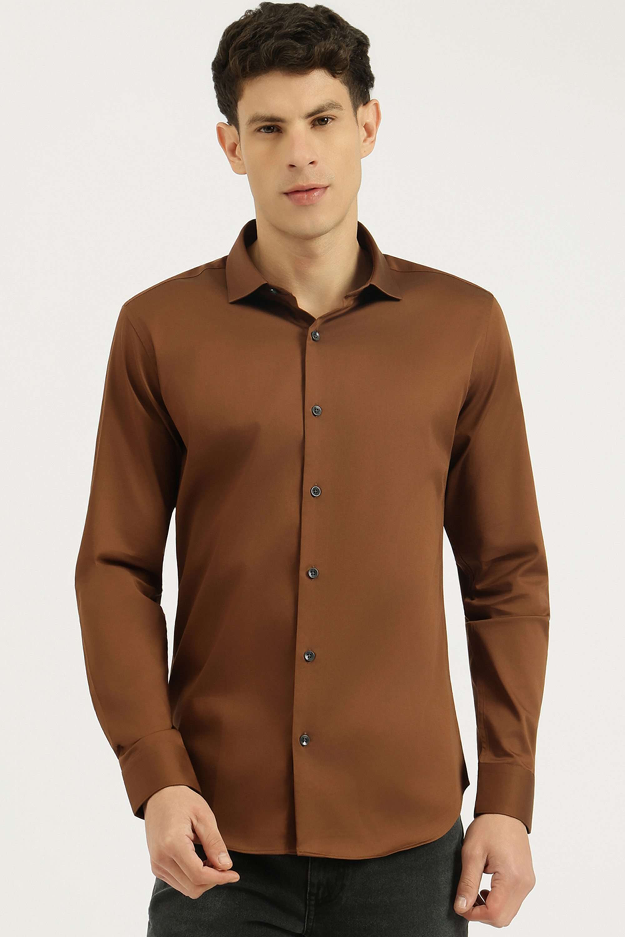Solid-Cotton-Blend-Slim-Fit-Men-s-Shirt