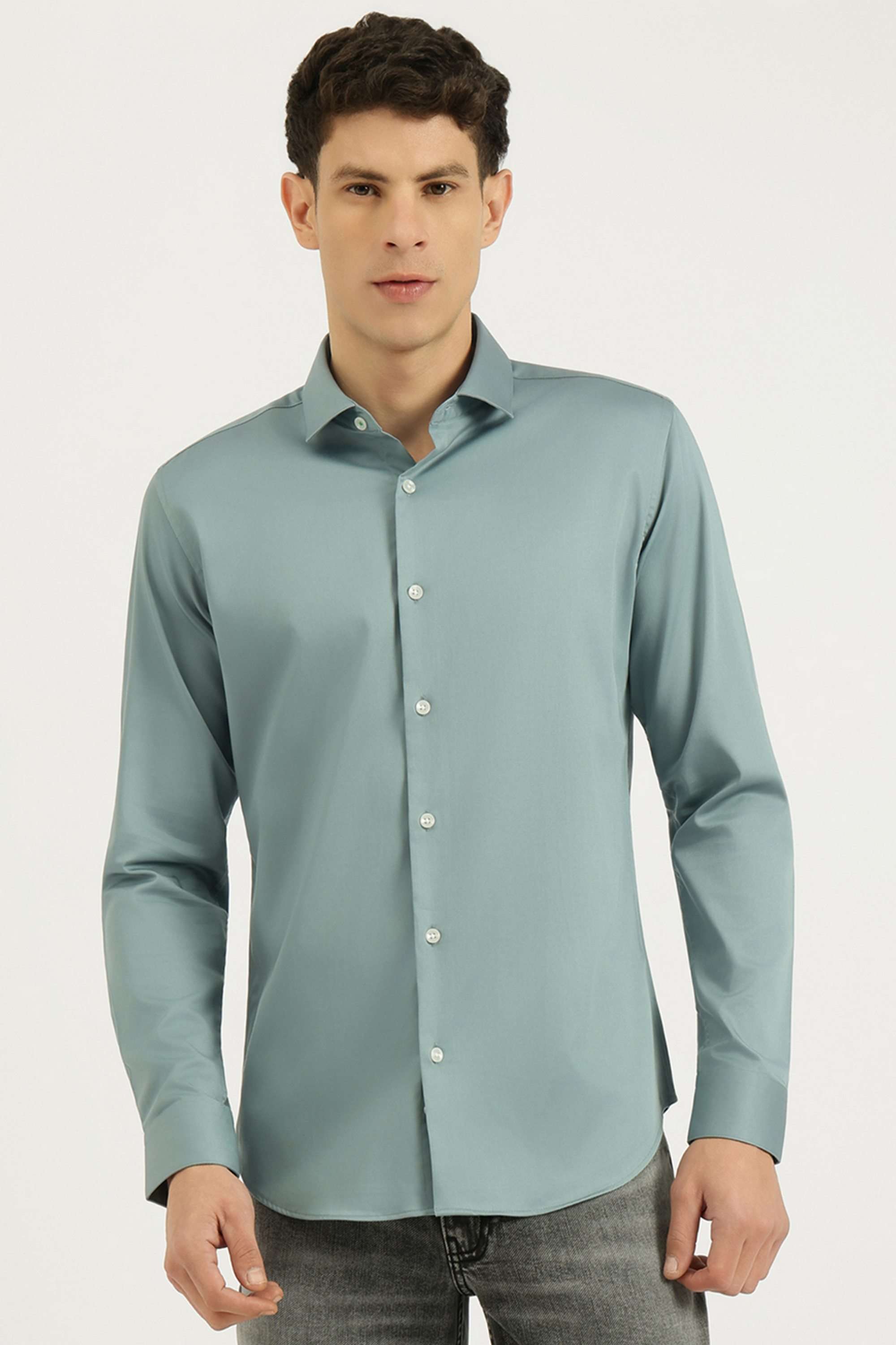 Solid-Cotton-Blend-Slim-Fit-Men-s-Shirt