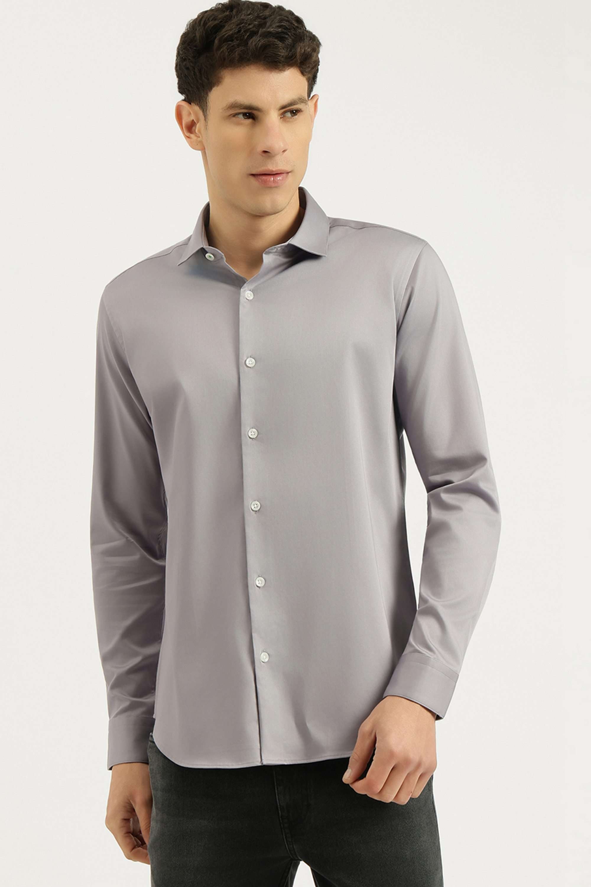 Solid-Cotton-Blend-Slim-Fit-Men-s-Shirt