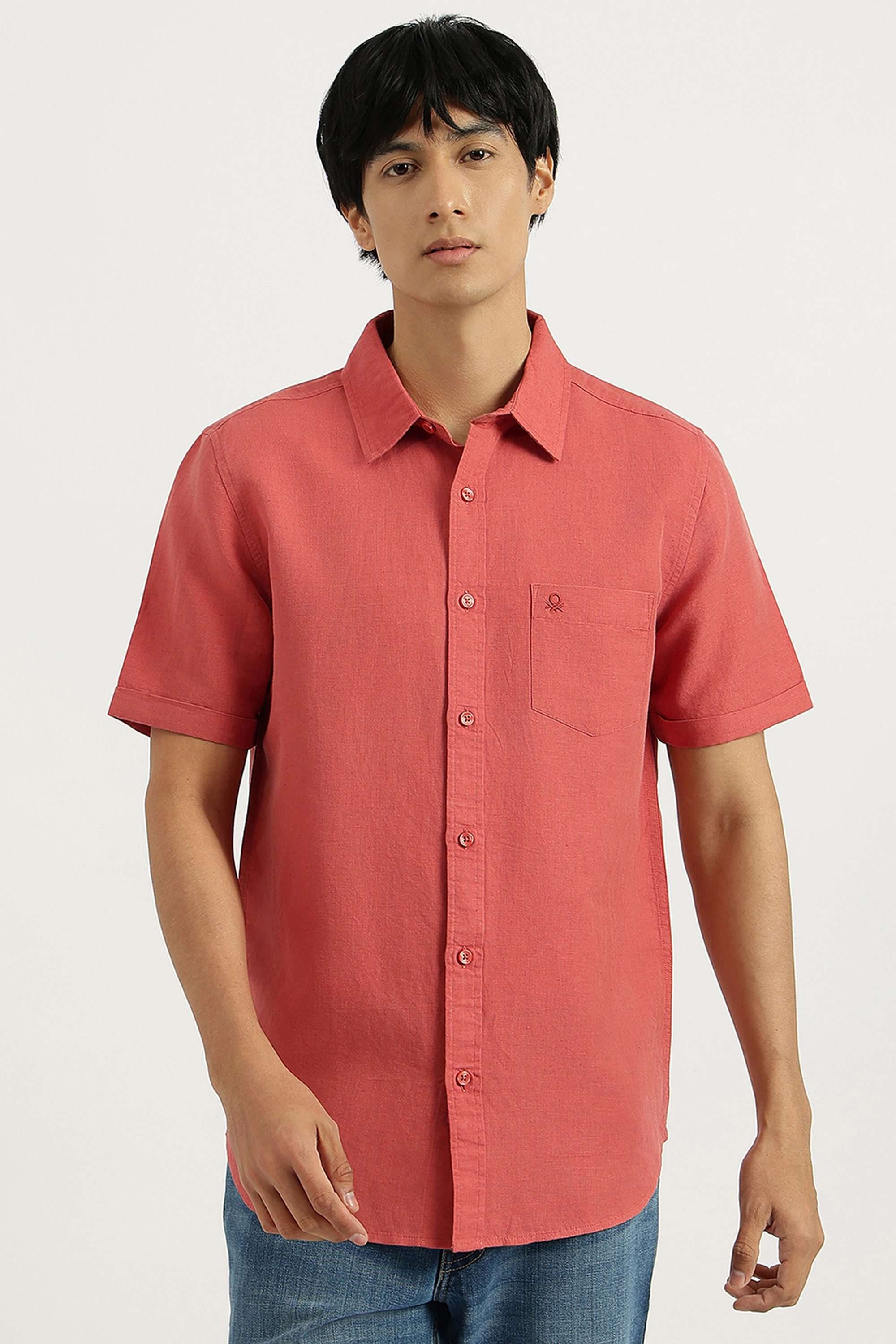Solid-Linen-Blend-Regular-Fit-Men-s-Shirt