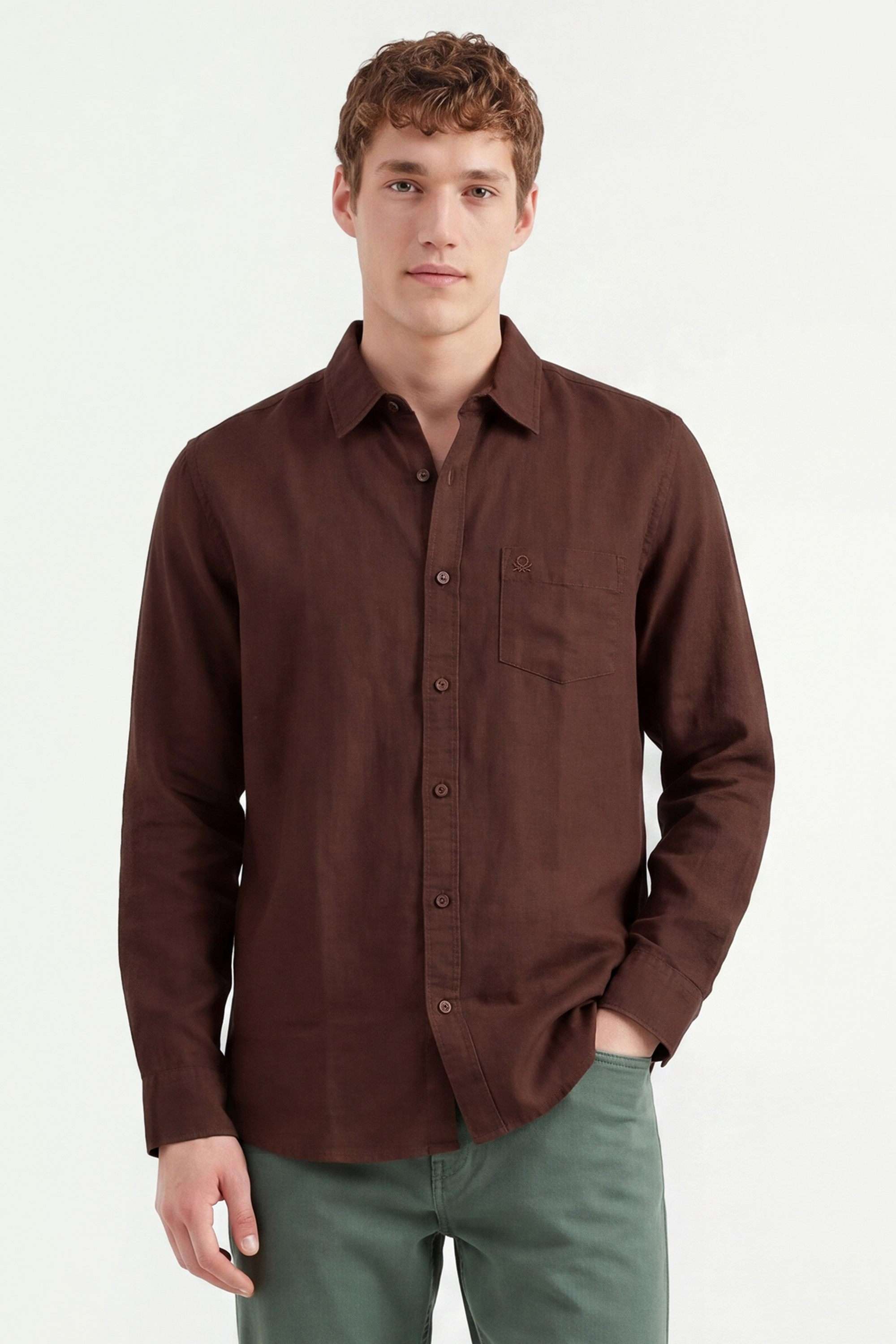 Solid-Linen-Blend-Regular-Fit-Men-s-Casual-Shirt