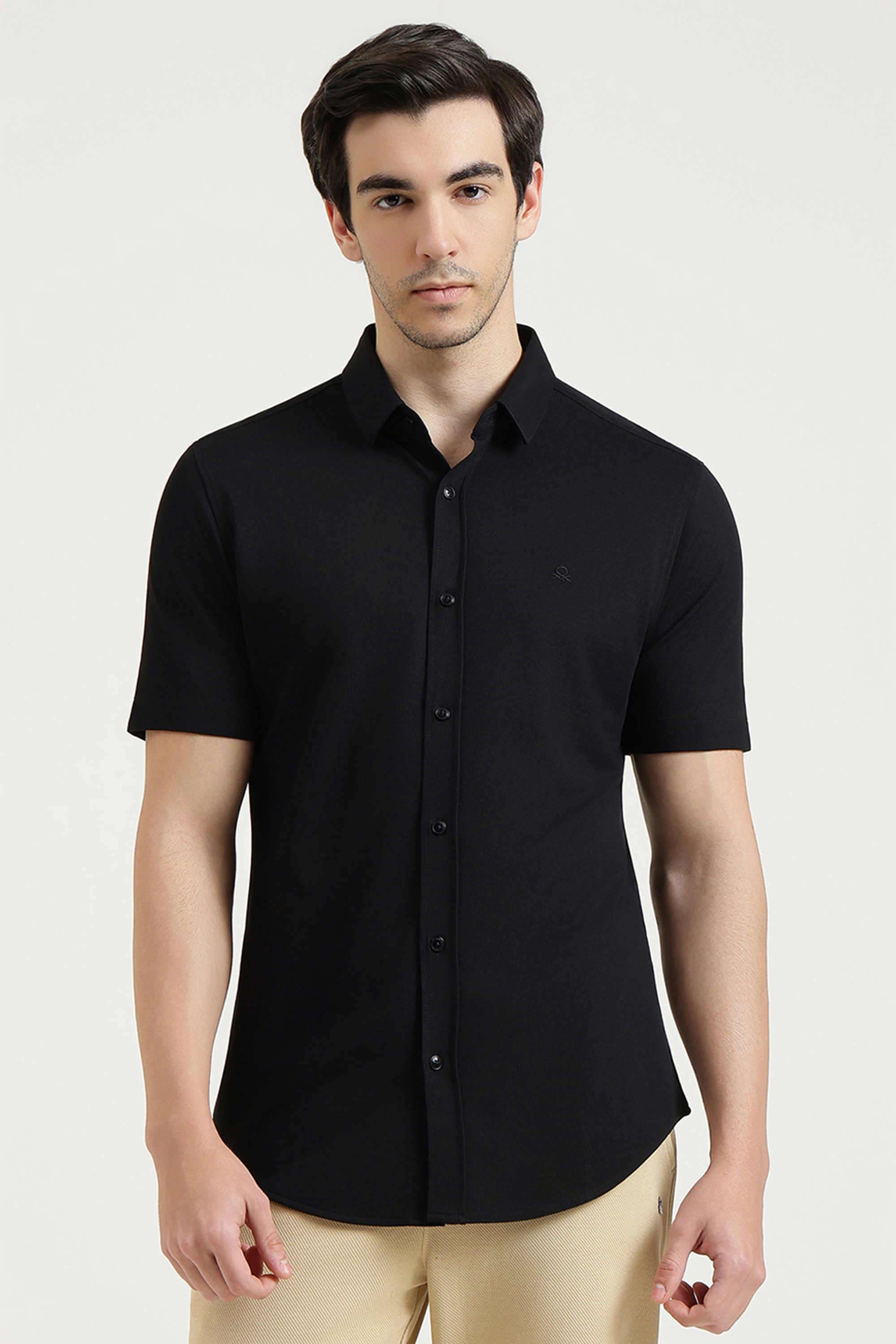 Solid-Nylon-Slim-Fit-Men-s-Shirt