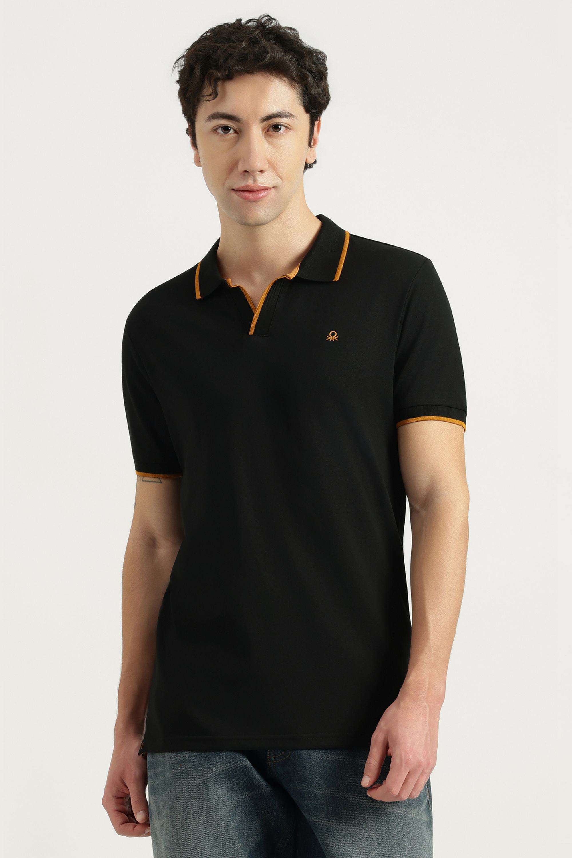 Solid-Cotton-Blend-Polo-Men-s-T-Shirt