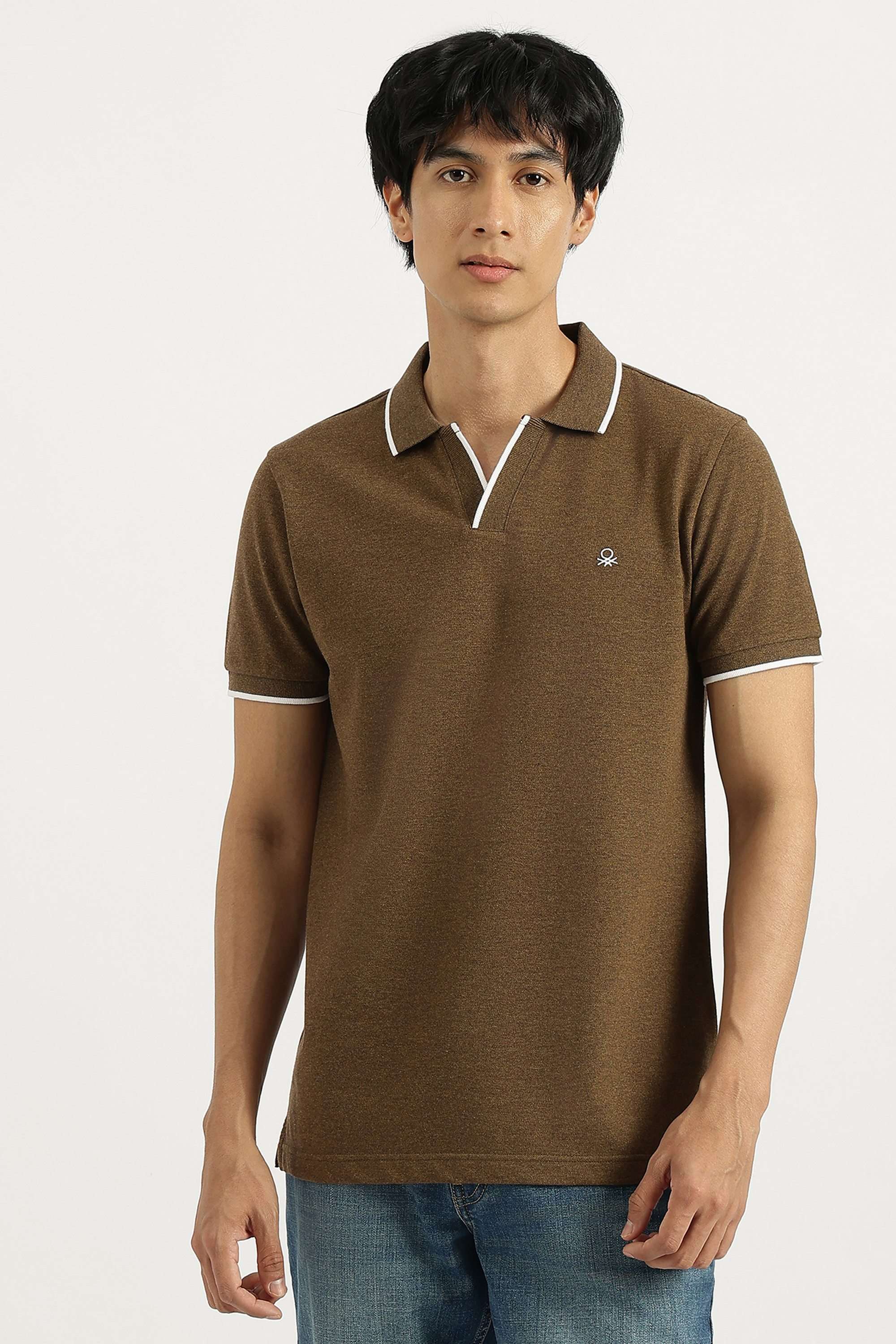 Solid-Cotton-Blend-Polo-Men-s-T-Shirt