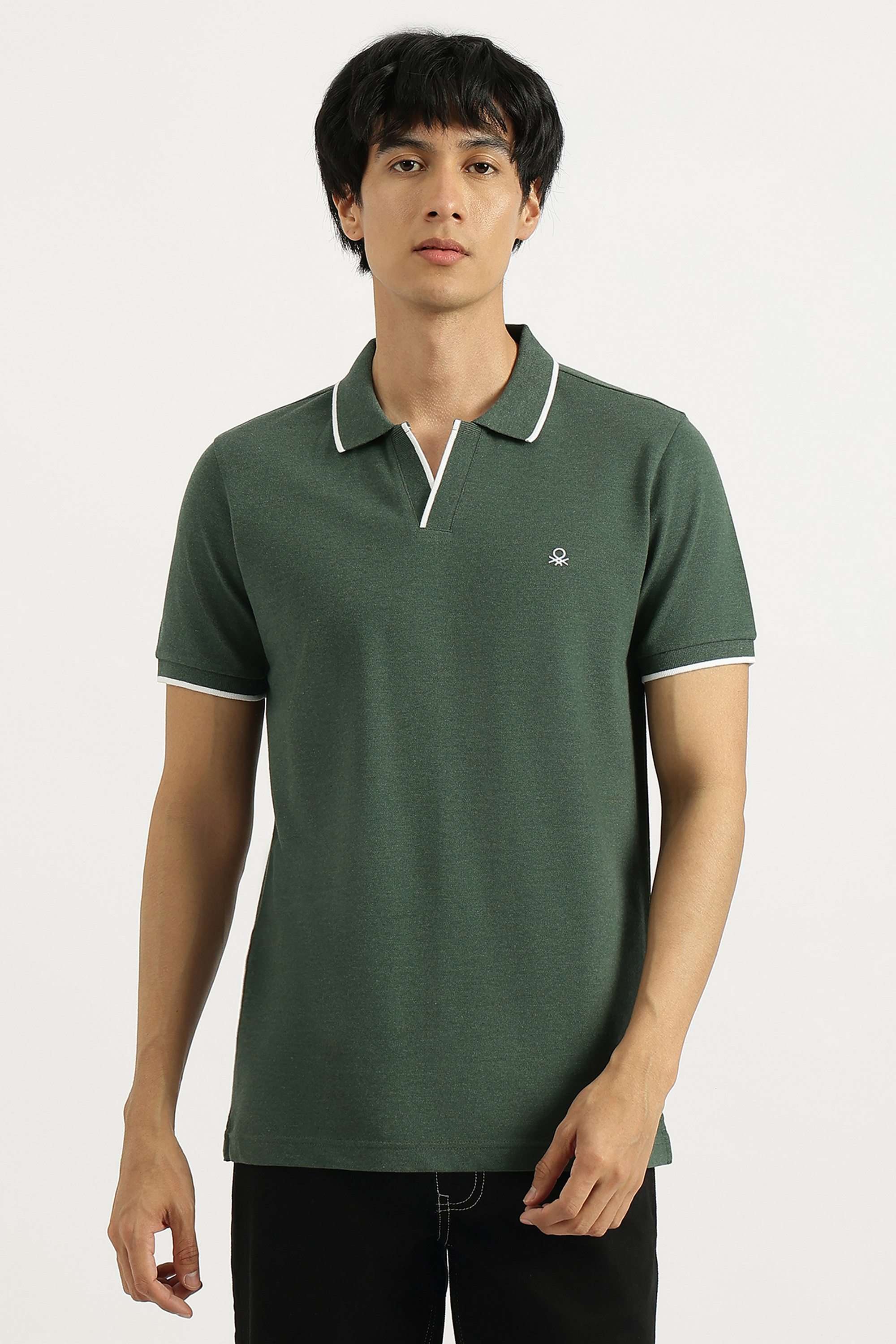 Solid-Cotton-Blend-Polo-Men-s-T-Shirt