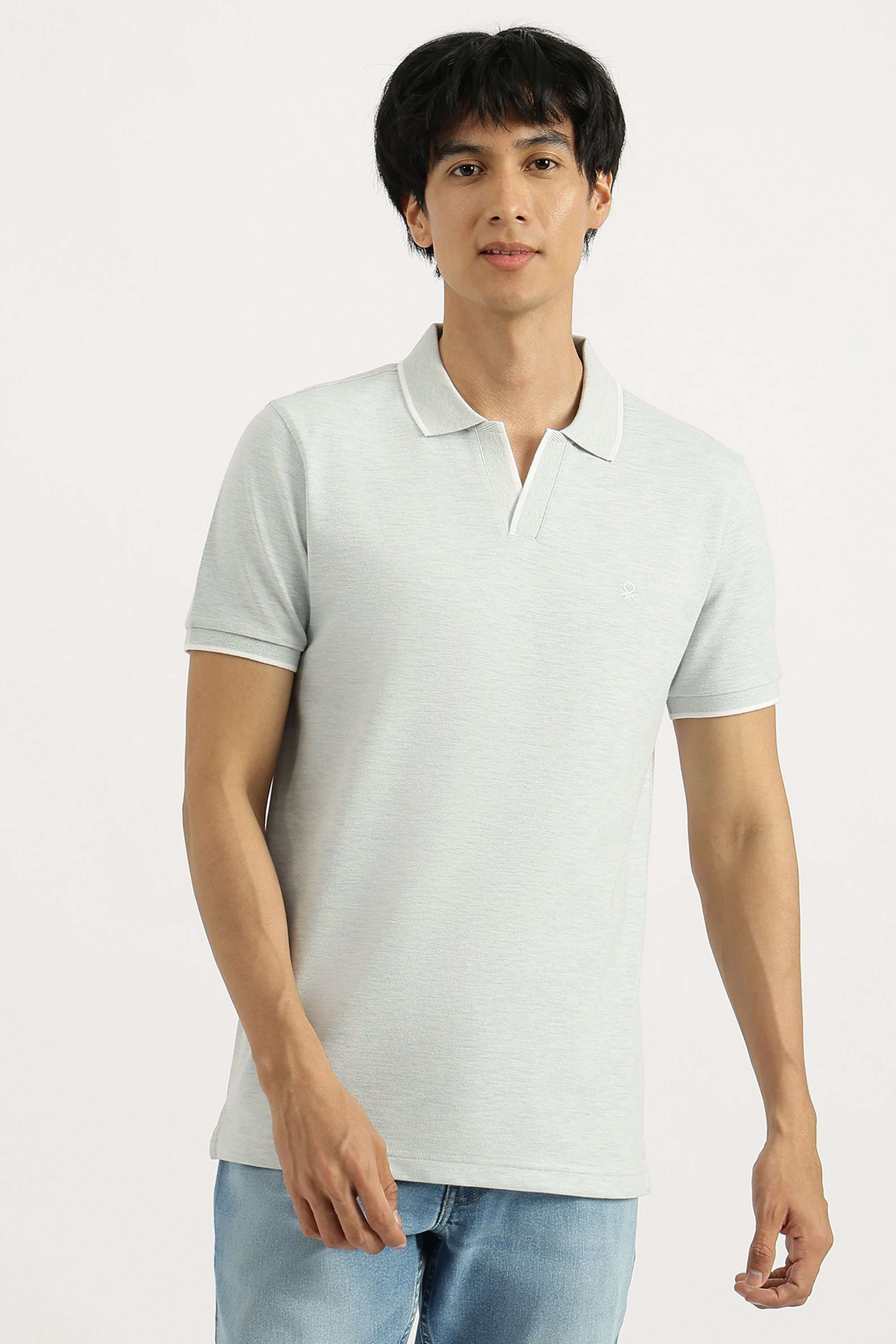 Solid-Cotton-Blend-Polo-Men-s-T-Shirt