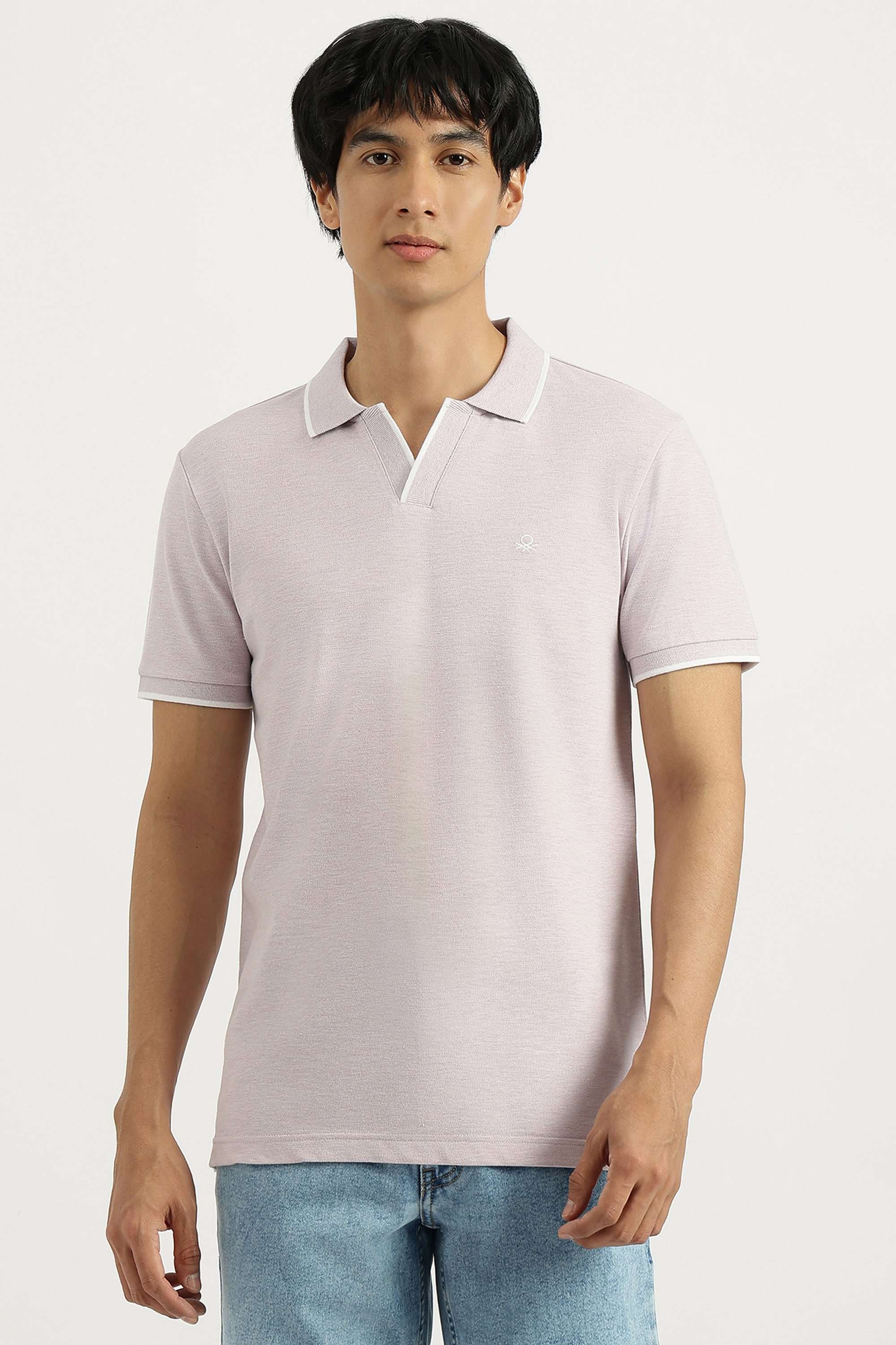 Solid-Cotton-Blend-Polo-Men-s-T-Shirt