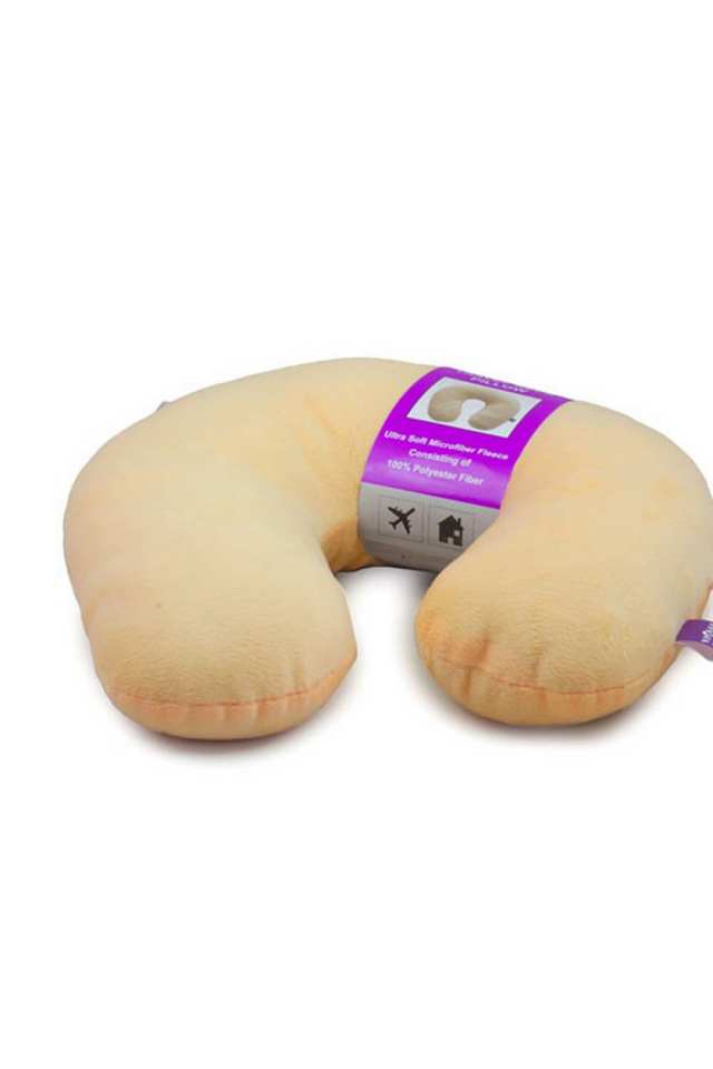 U-Shape-Best-Travel-Feather-Soft-Microfibre-Neck-Rest-Cushion-for-Inflight-Train-car-Sleep-for-Men-and-Women---Light-Orange