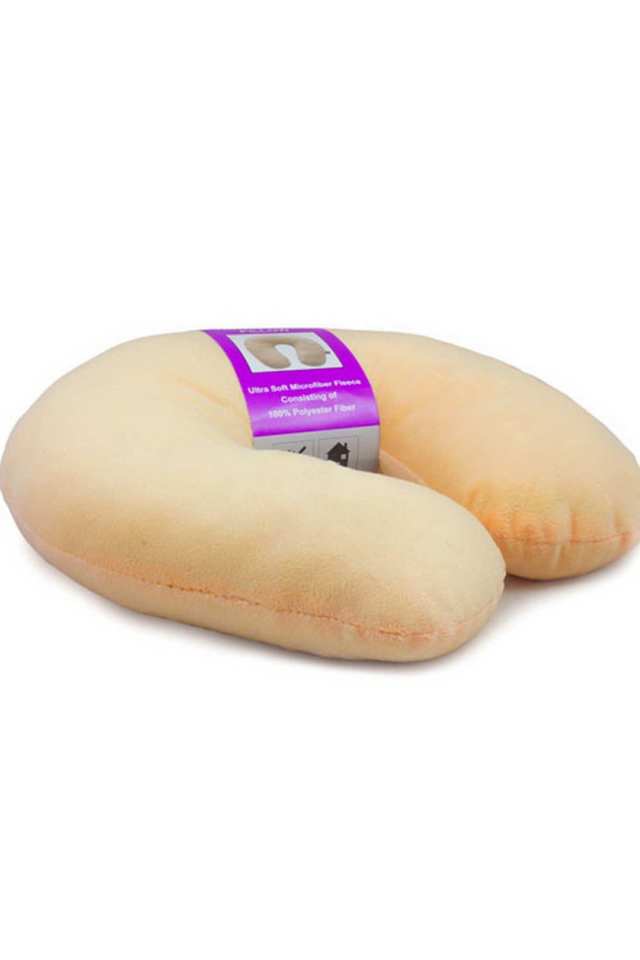 U-Shape-Best-Travel-Feather-Soft-Microfibre-Neck-Rest-Cushion-for-Inflight-Train-car-Sleep-for-Men-and-Women---Light-Orange
