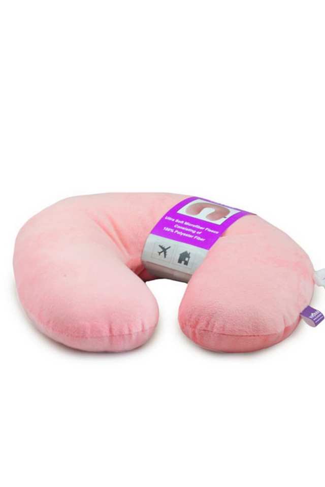 U-Shape-Best-Travel-Feather-Soft-Microfibre-Neck-Rest-Cushion-for-Inflight-Train-car-Sleep-for-Men-and-Women---Light-Pink