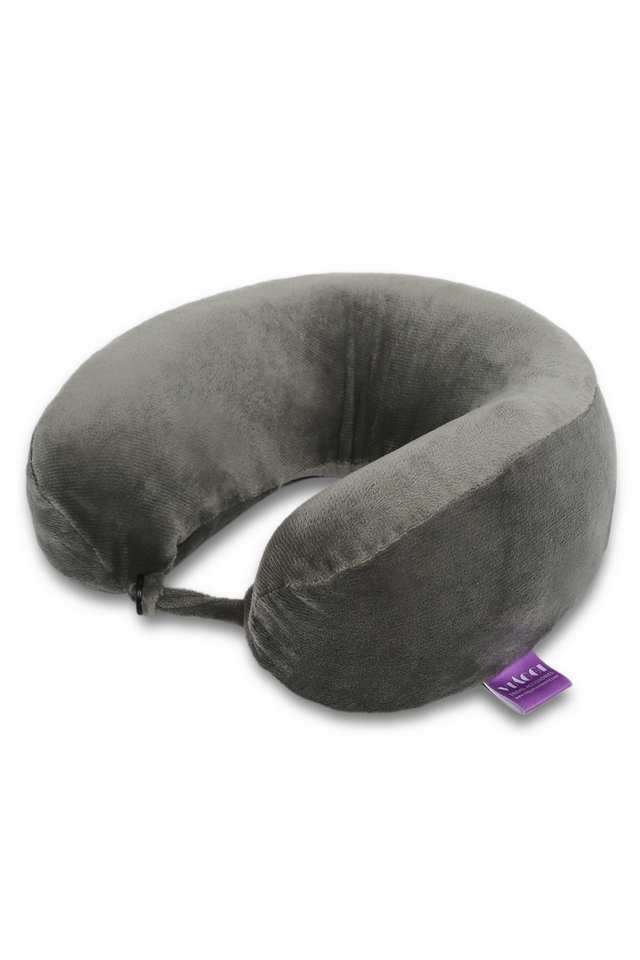 U-Shape-Super-Soft-Memory-Foam-Travel-Neck-Pillow---Cool-Grey