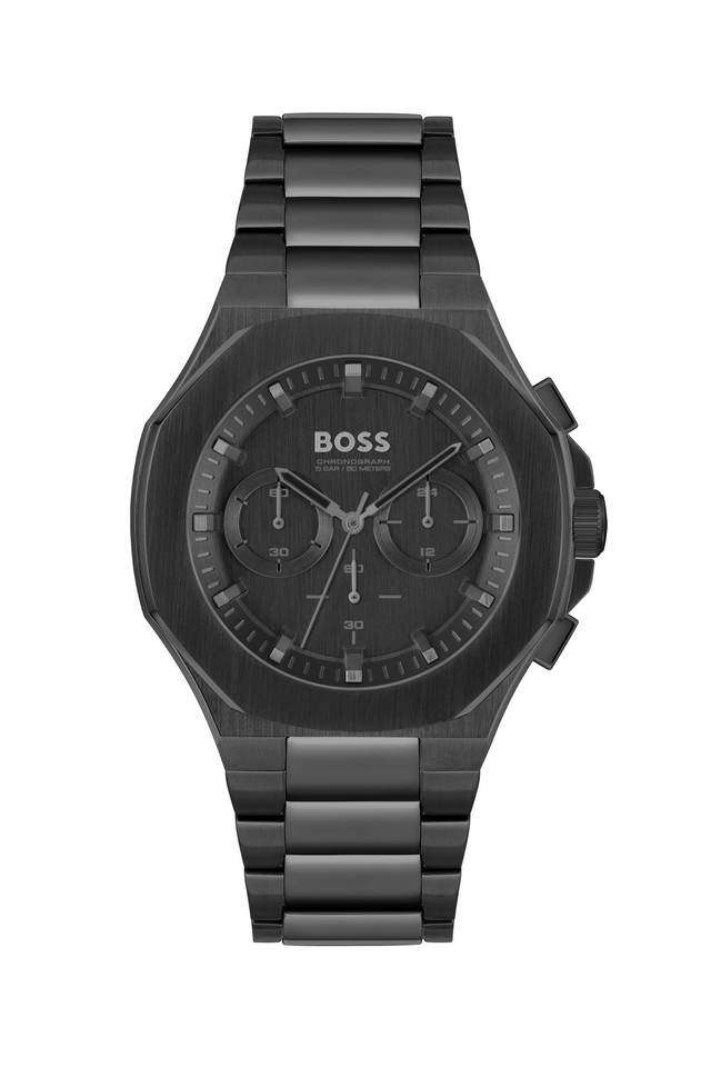 Taper-45-mm-Black-Dial-Stainless-Steel-Chronograph-Watch-For-Men---1514088