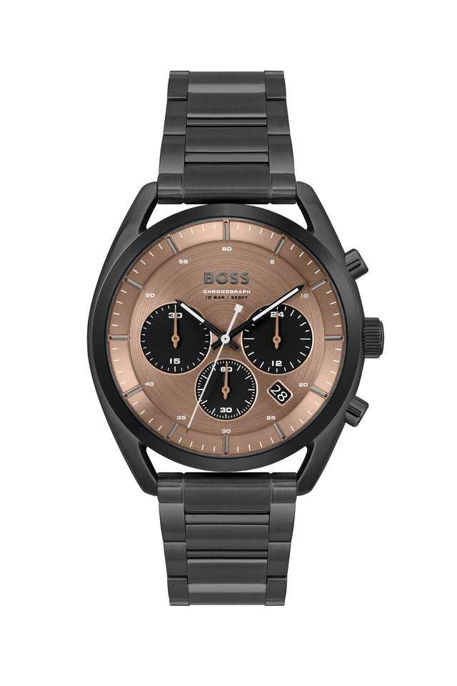 Top-44-mm-Brown-Dial-Stainless-Steel-Chronograph-Watch-For-Men---1514095