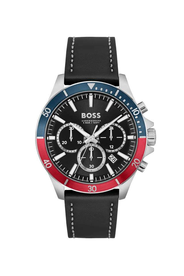 Troper-45-mm-Black-Dial-Leather-Chronograph-Watch-For-Men---1514099