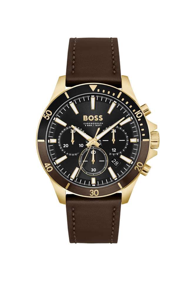 Troper-45-mm-Black-Dial-Leather-Chronograph-Watch-For-Men---1514100