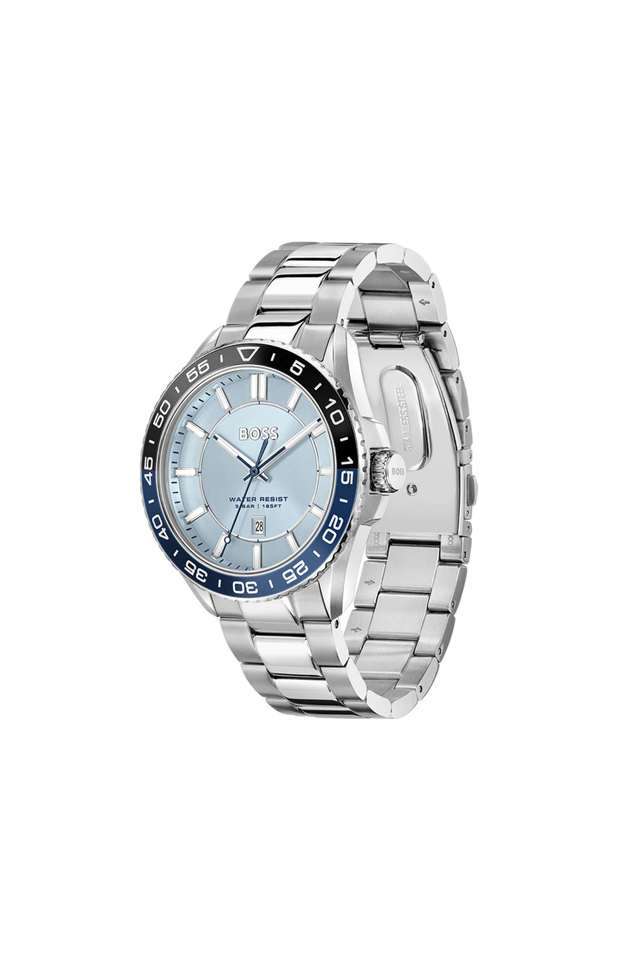 Runner-3H-44-mm-Blue-Dial-Stainless-Steel-Chronograph-Watch-For-Men---1514207