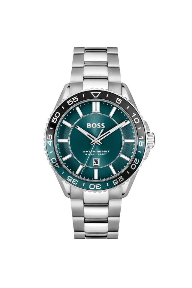 Runner-3H-44-mm-Green-Dial-Stainless-Steel-Chronograph-Watch-For-Men---1514208