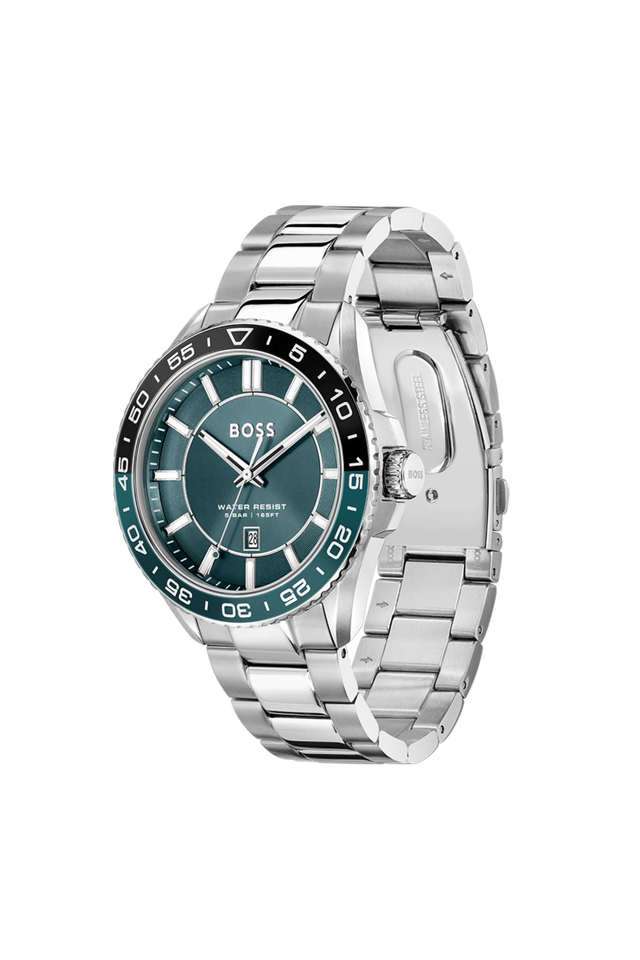 Runner-3H-44-mm-Green-Dial-Stainless-Steel-Chronograph-Watch-For-Men---1514208