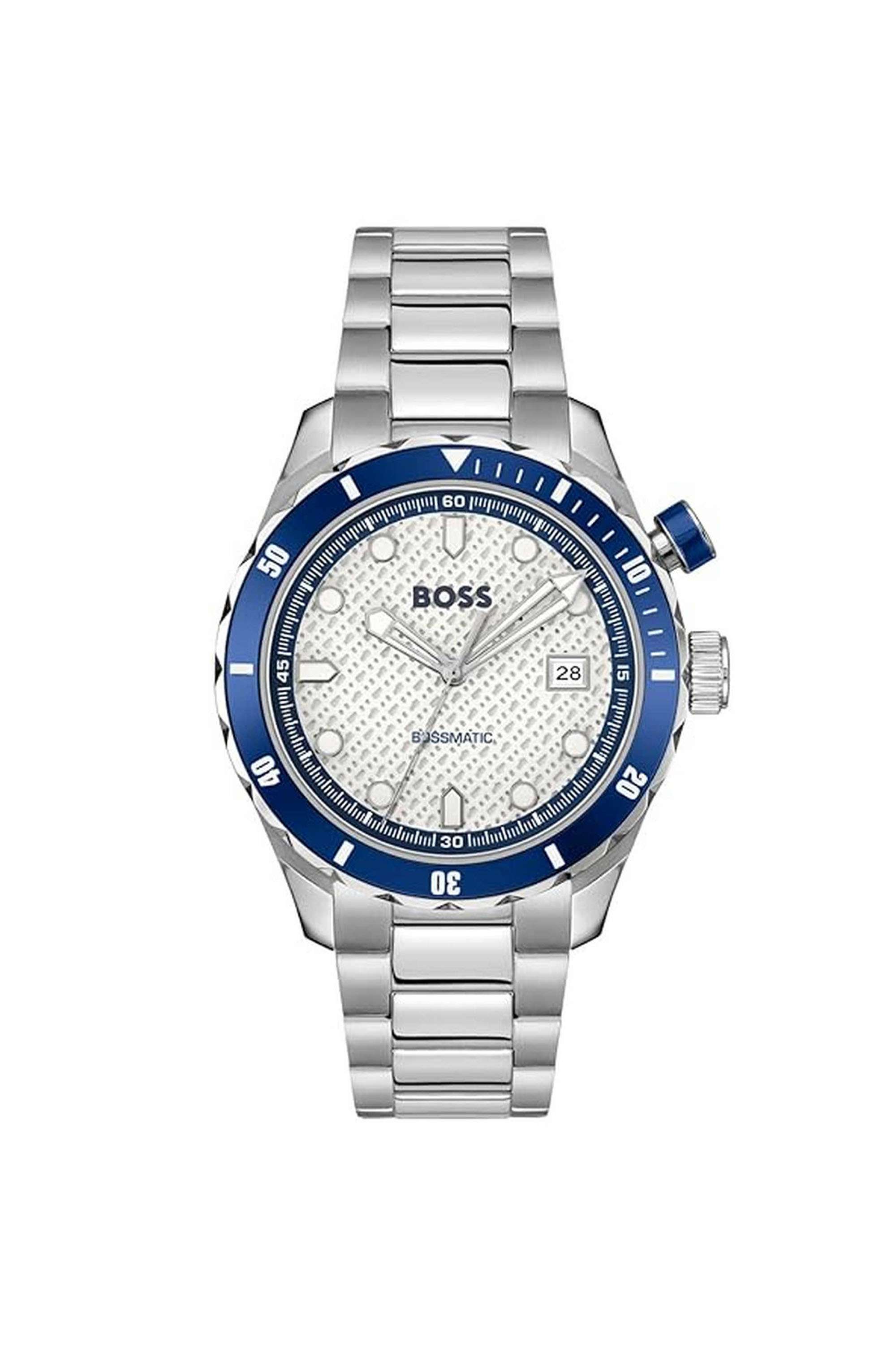Bossmatic-42-mm-Automatic-Analogue-Watch-for-Men---White-Dial-with-Silver-Stainless-Steel-Strap-(1514212)