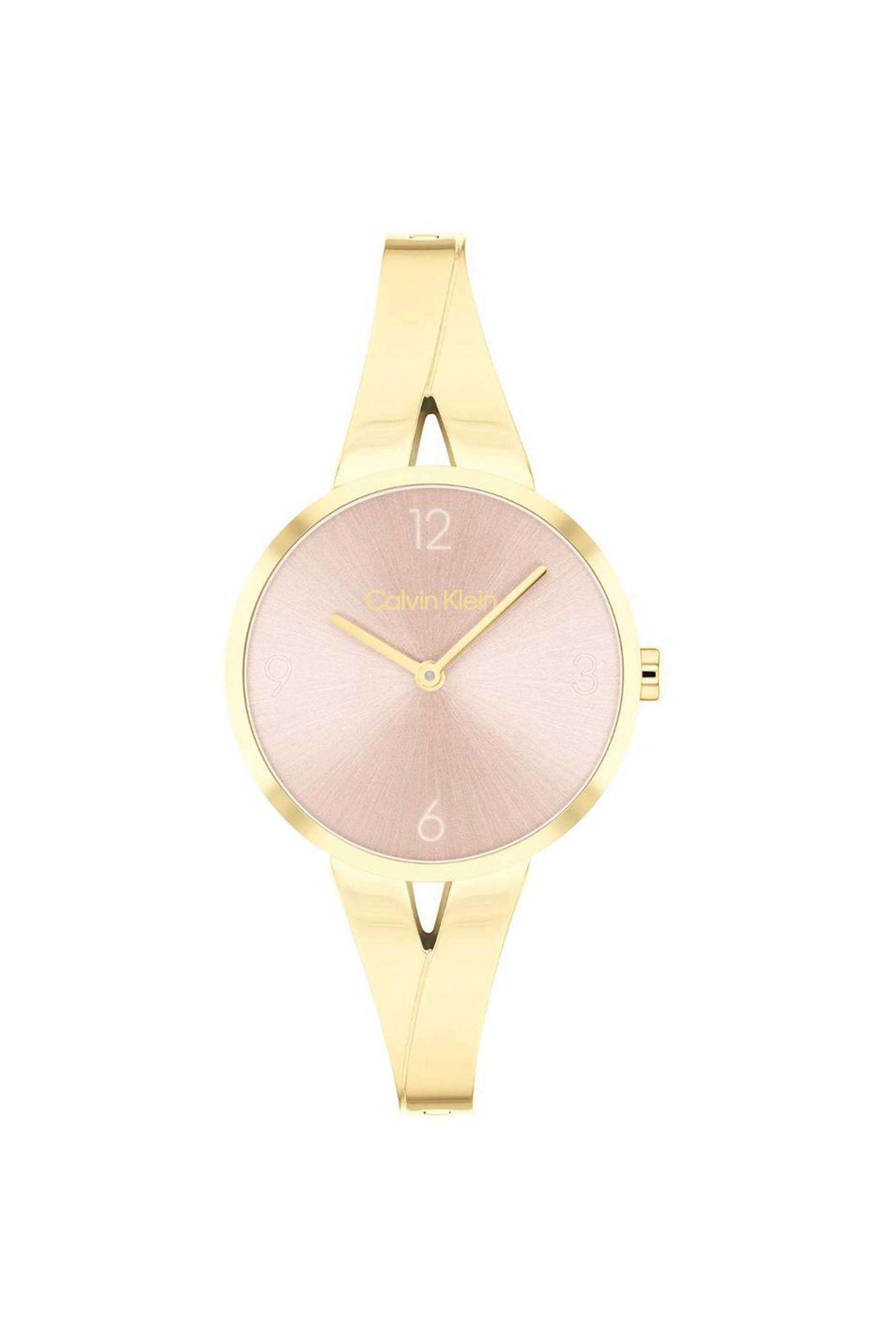 Joyful-Women-s-30-mm-Quartz-Analogue-Watch---Pink-Dial-with-Gold-Stainless-Steel-Strap-(W25100027)