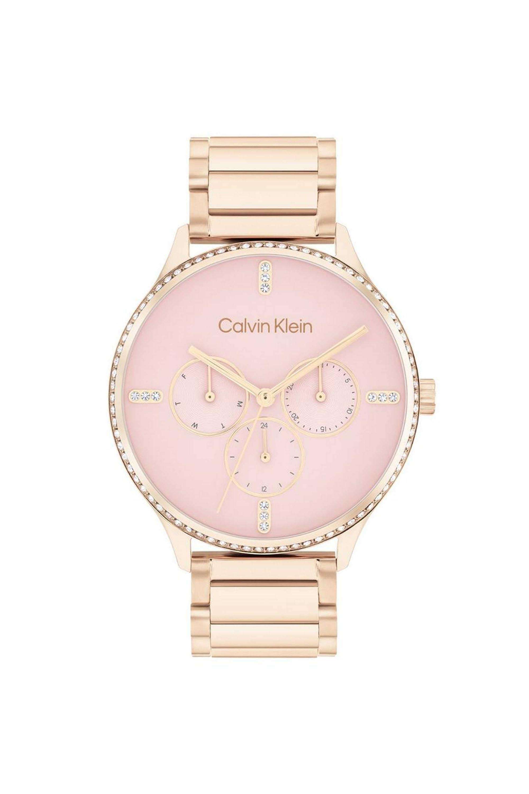 Ck-Dress-Women-s-38-mm-Quartz-Analogue-Watch---Pink-Dial-with-Rose-Gold-Stainless-Steel-Strap-(W25200370)
