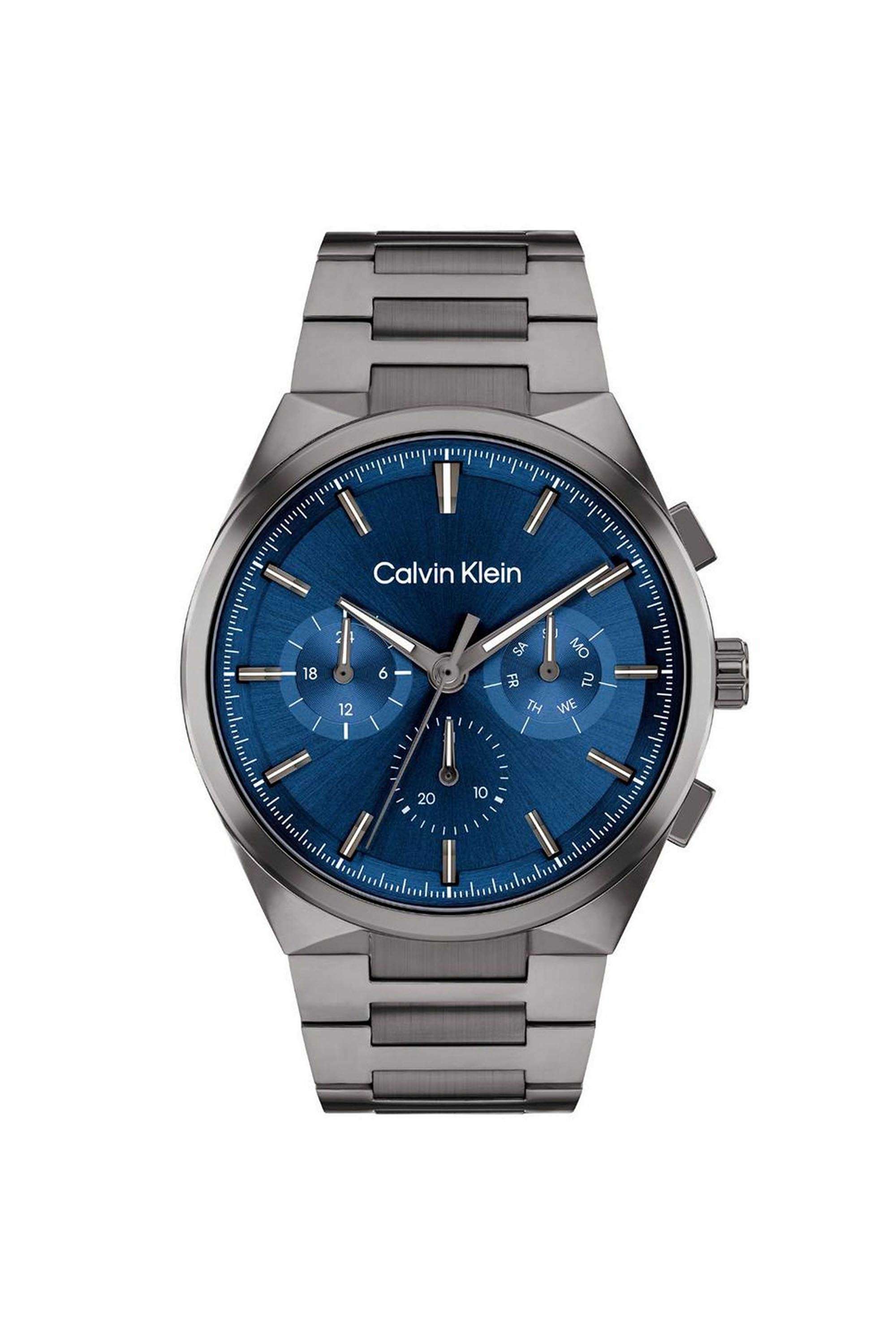 Distinguish-Men-s-44-mm-Quartz-Chronograph-Watch---Blue-Dial-with-Grey-Stainless-Steel-Strap-(W25200443)