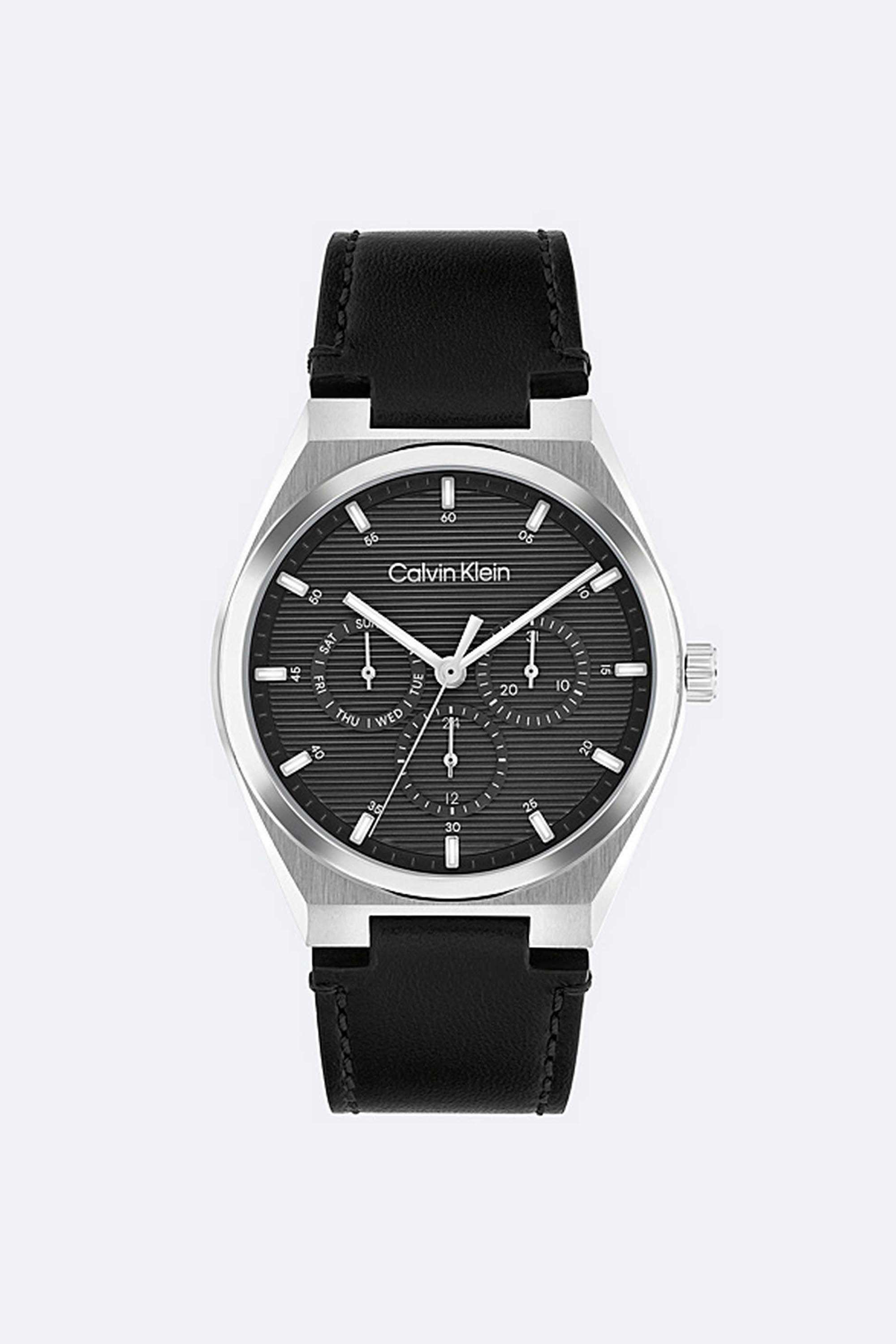 Men-s-39-mm-Quartz-Analogue-Watch---Grey-Dial-with-Black-Leather-Strap-(W25200524)