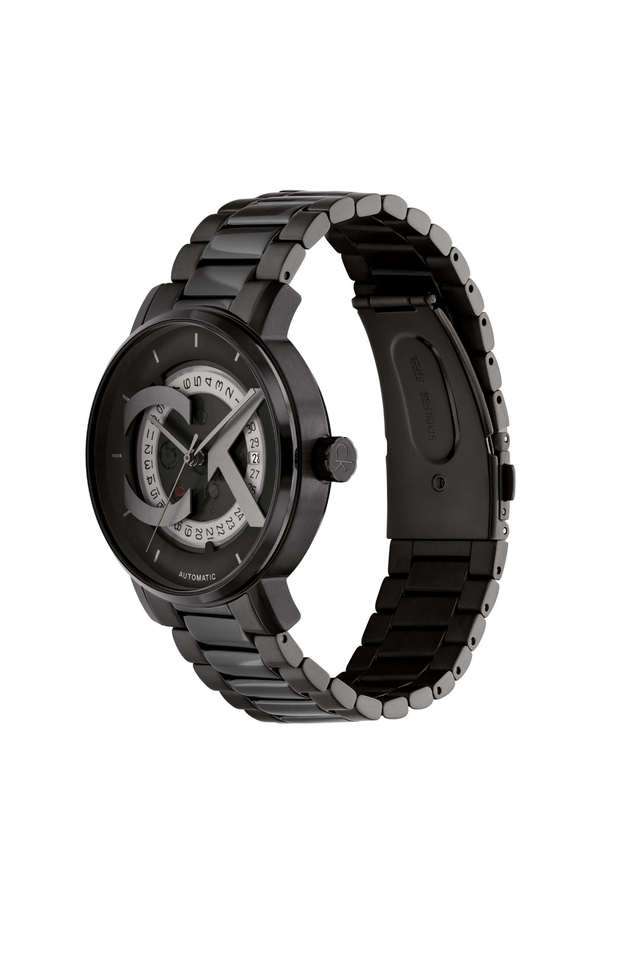 Iconic-40-mm-Black-Dial-Stainless-Steel-Analogue-Watch-For-Unisex---25300017