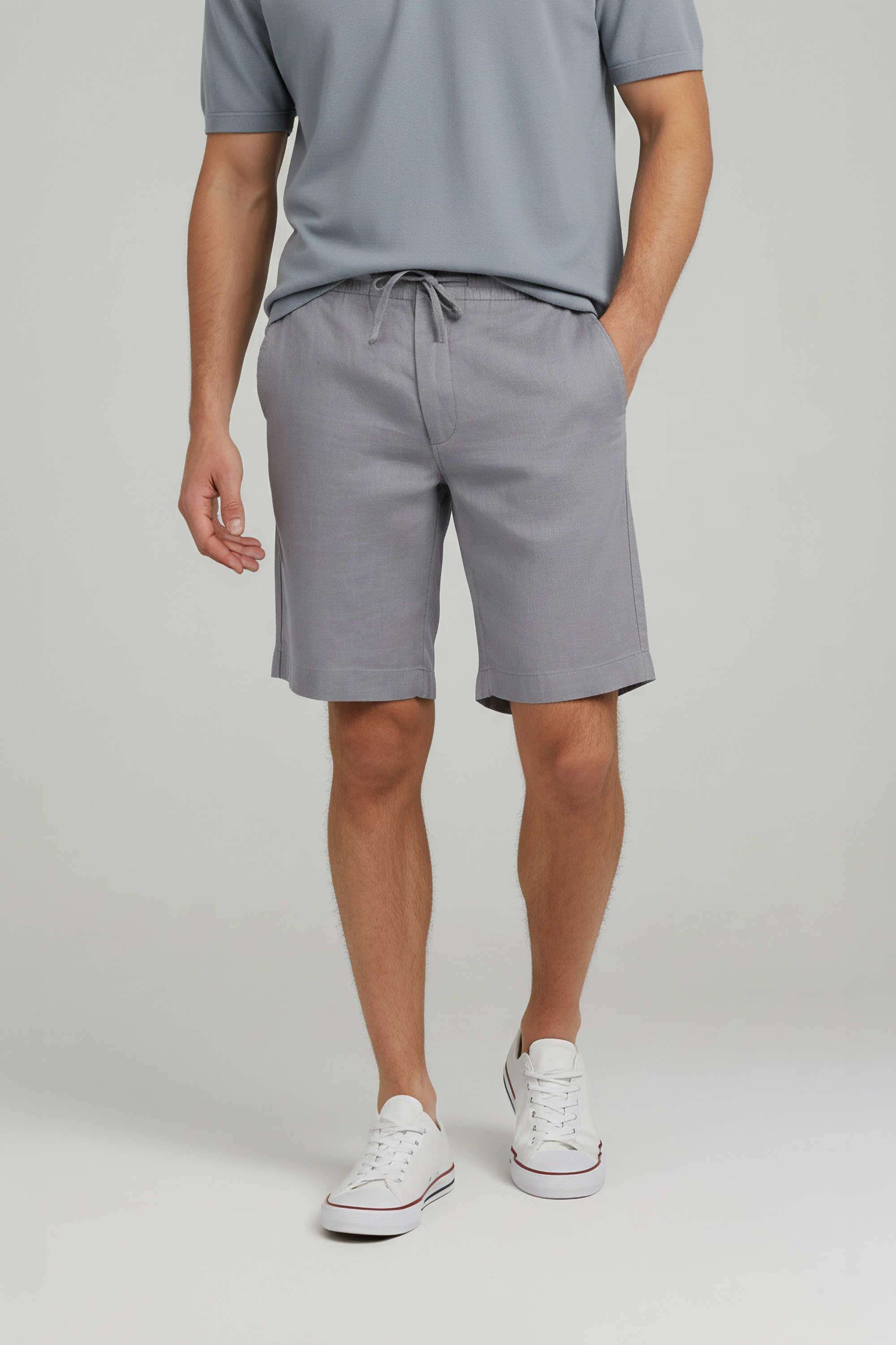 Solid-Linen-Regular-Fit-Men-s-Shorts