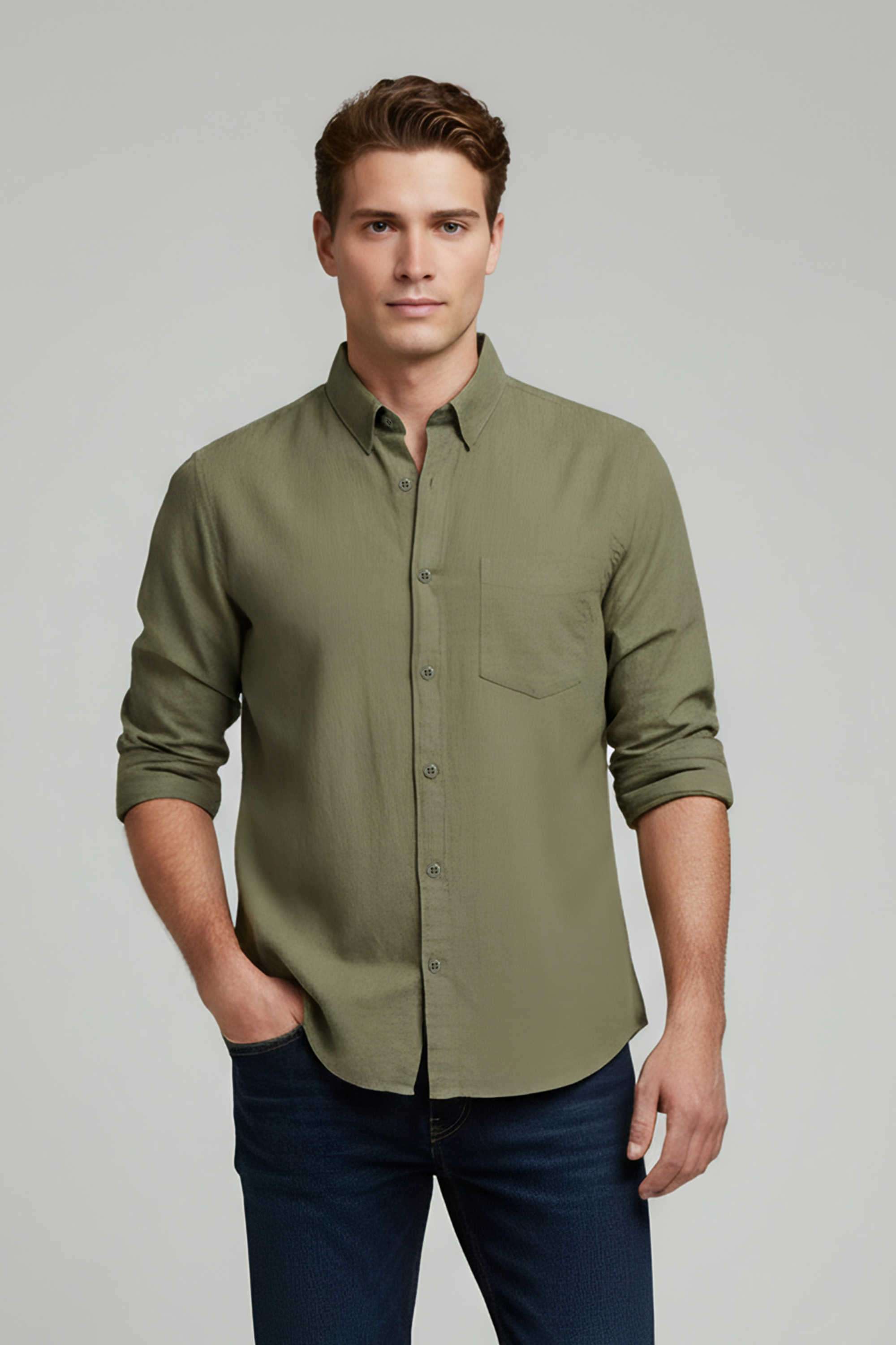 Solid-Linen-Regular-Fit-Men-s-Casual-Shirt