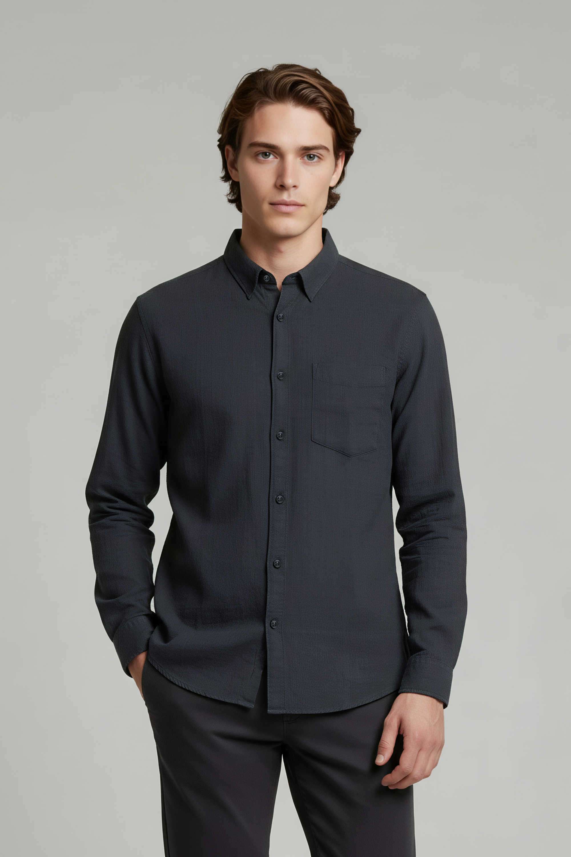 Solid-Linen-Regular-Fit-Men-s-Casual-Shirt