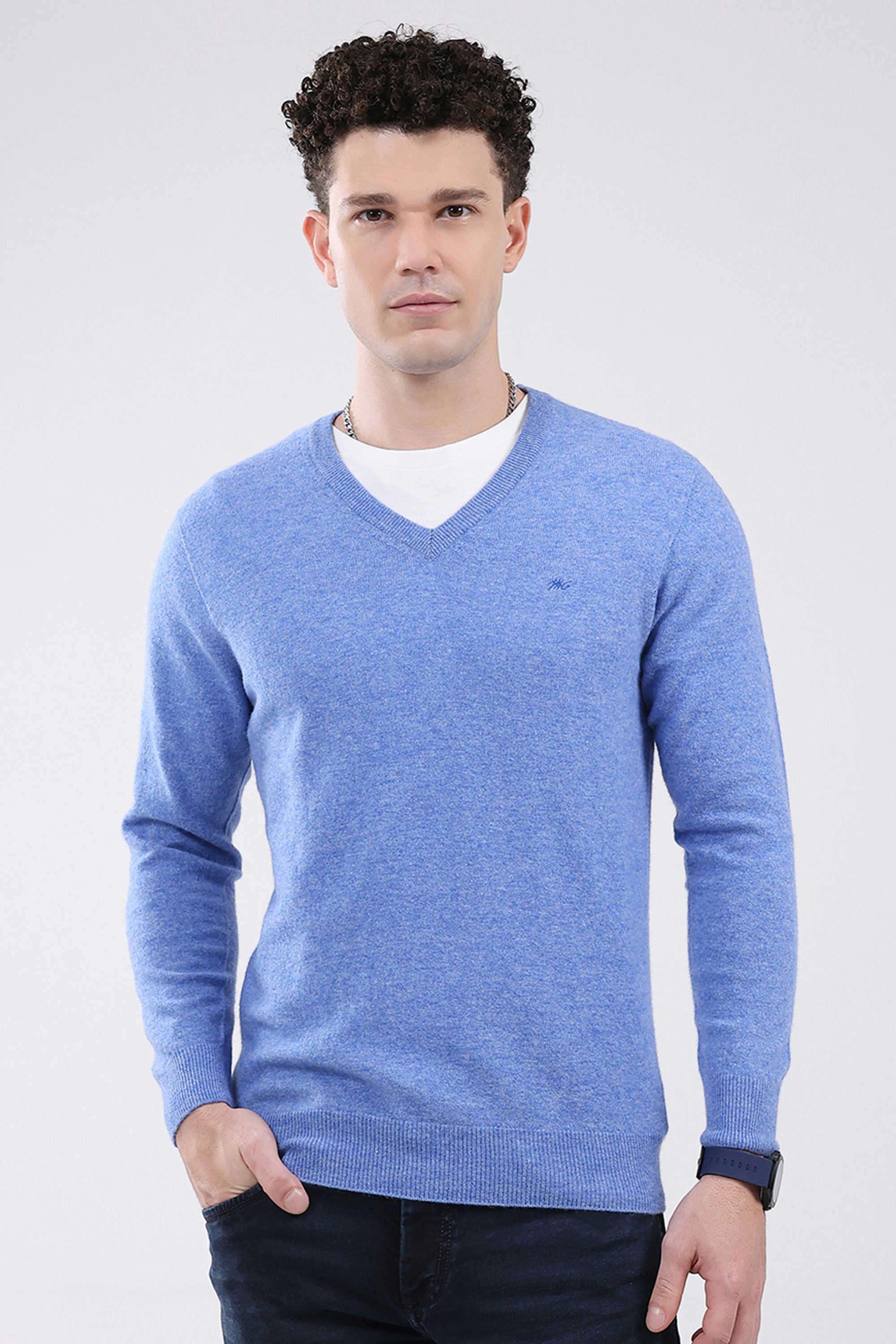 Solid-Wool-Round-Neck-Men-s-Pullover